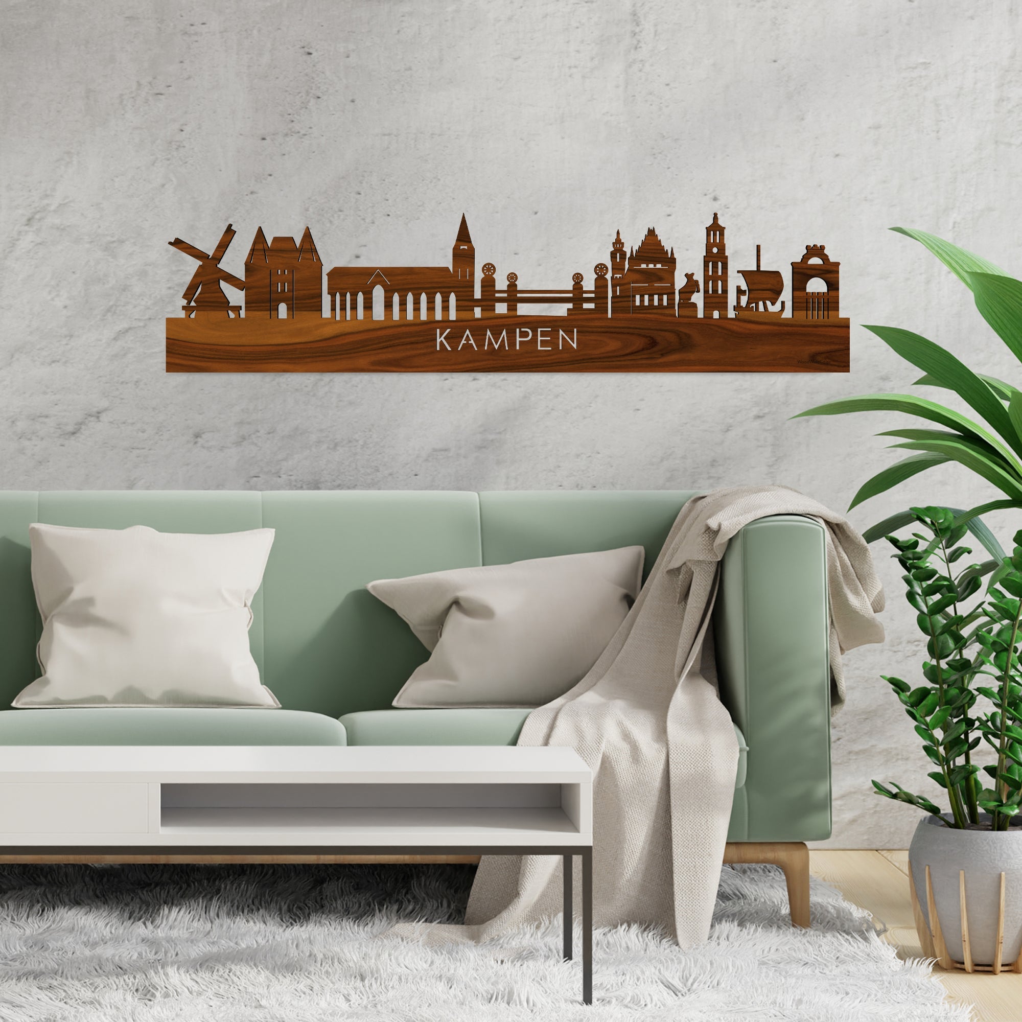 Skyline Kampen Palissander houten cadeau decoratie relatiegeschenk van WoodWideCities