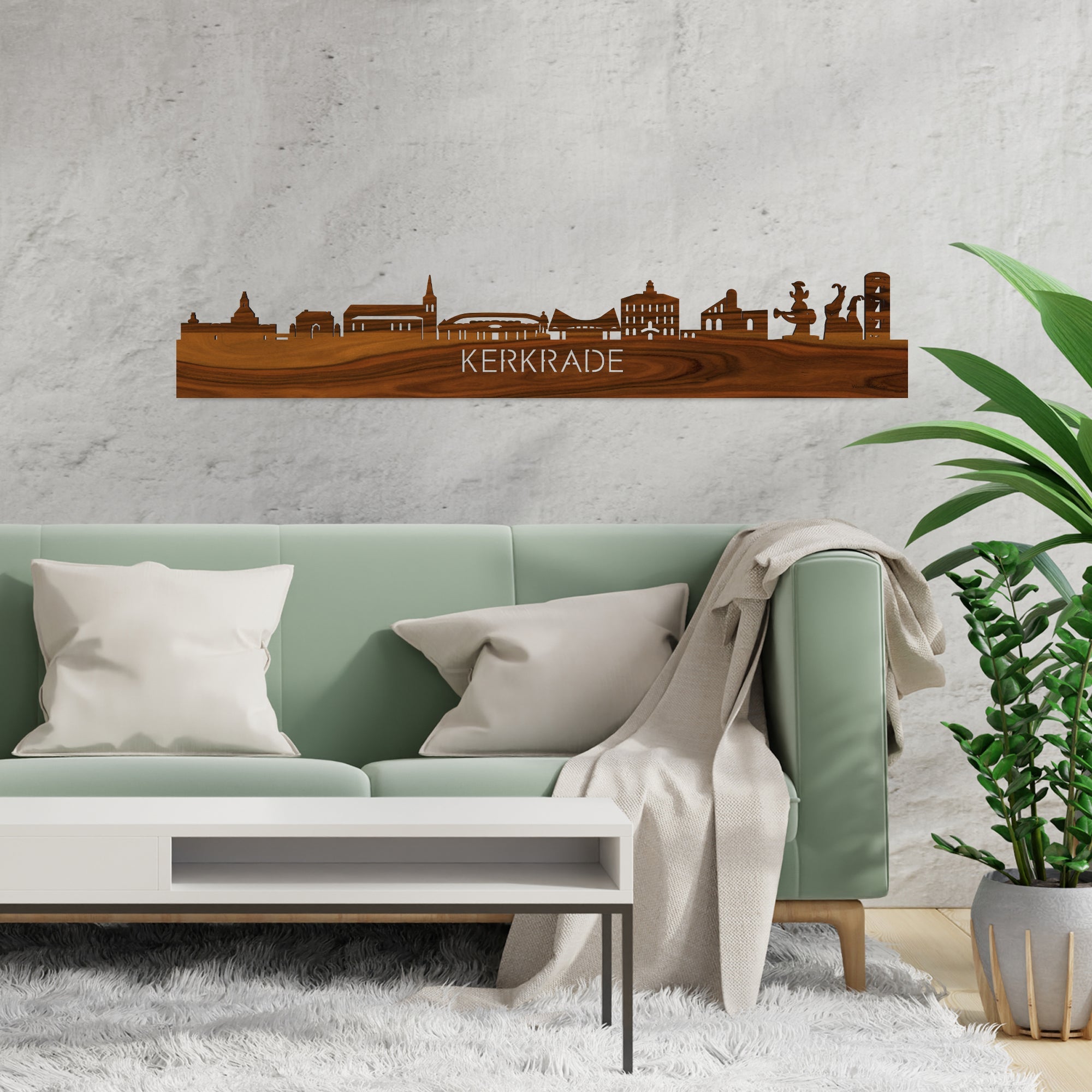 Skyline Kerkrade Palissander houten cadeau decoratie relatiegeschenk van WoodWideCities