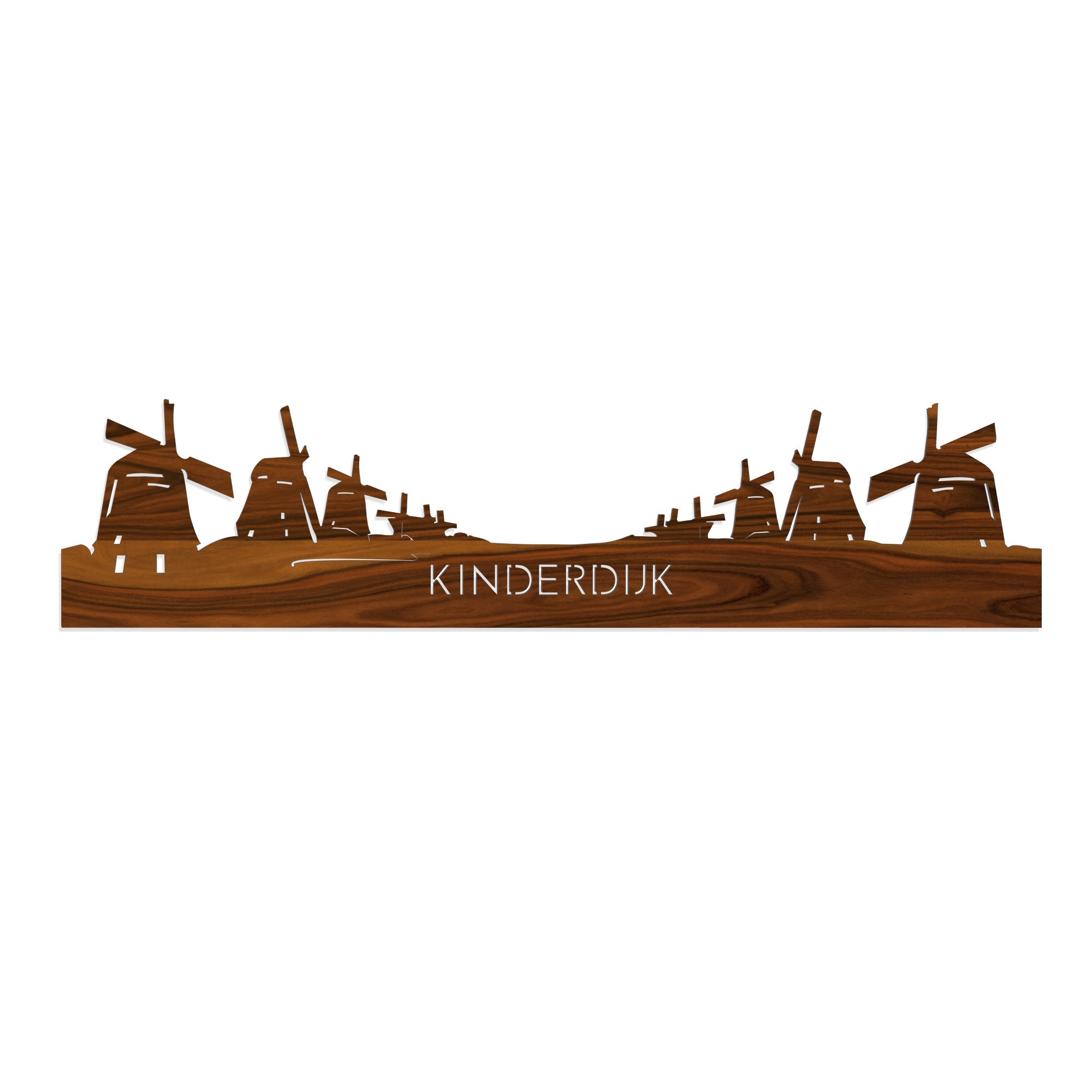 Skyline Kinderdijk Palissander houten cadeau decoratie relatiegeschenk van WoodWideCities