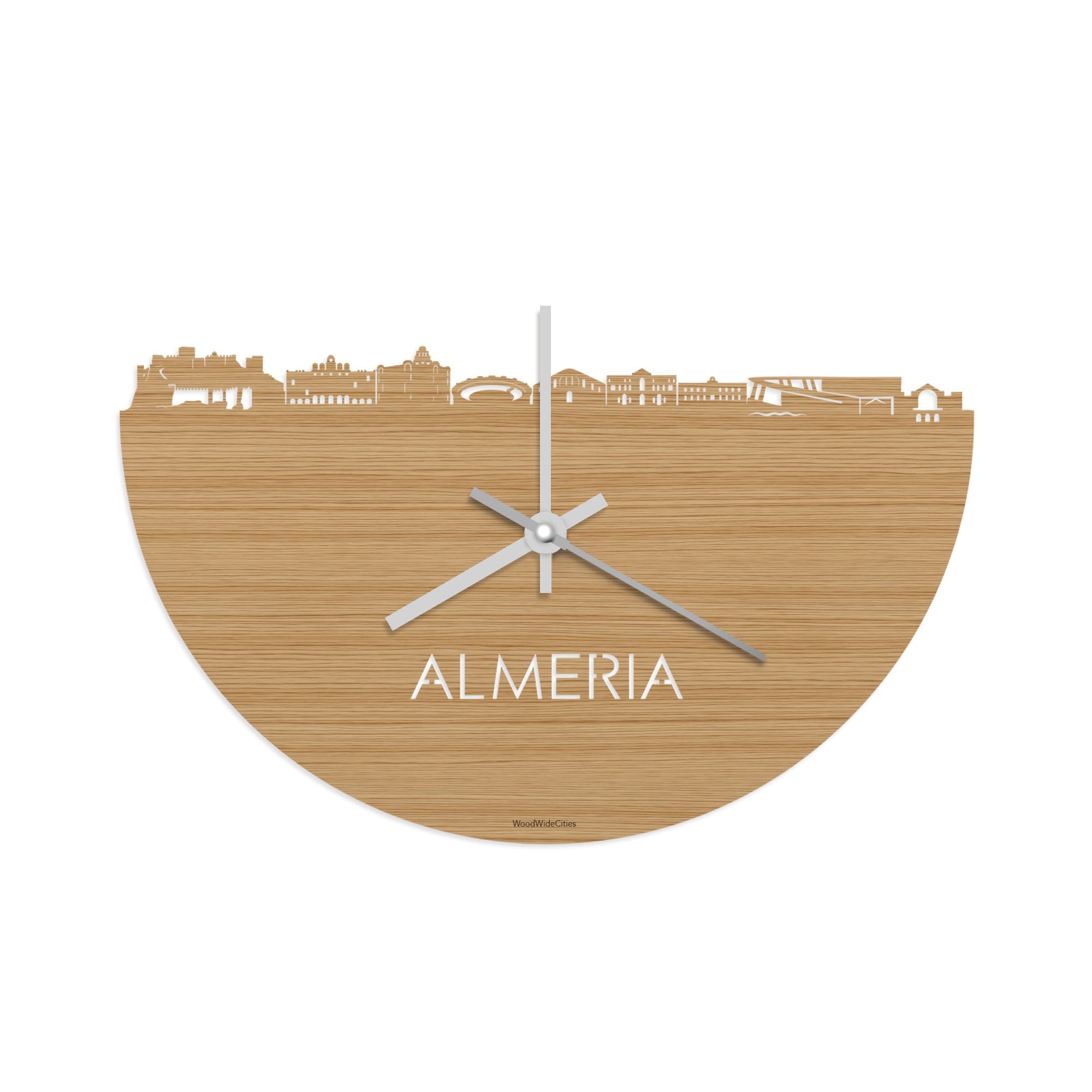 Skyline Klok Almeria Bamboe houten cadeau decoratie relatiegeschenk van WoodWideCities