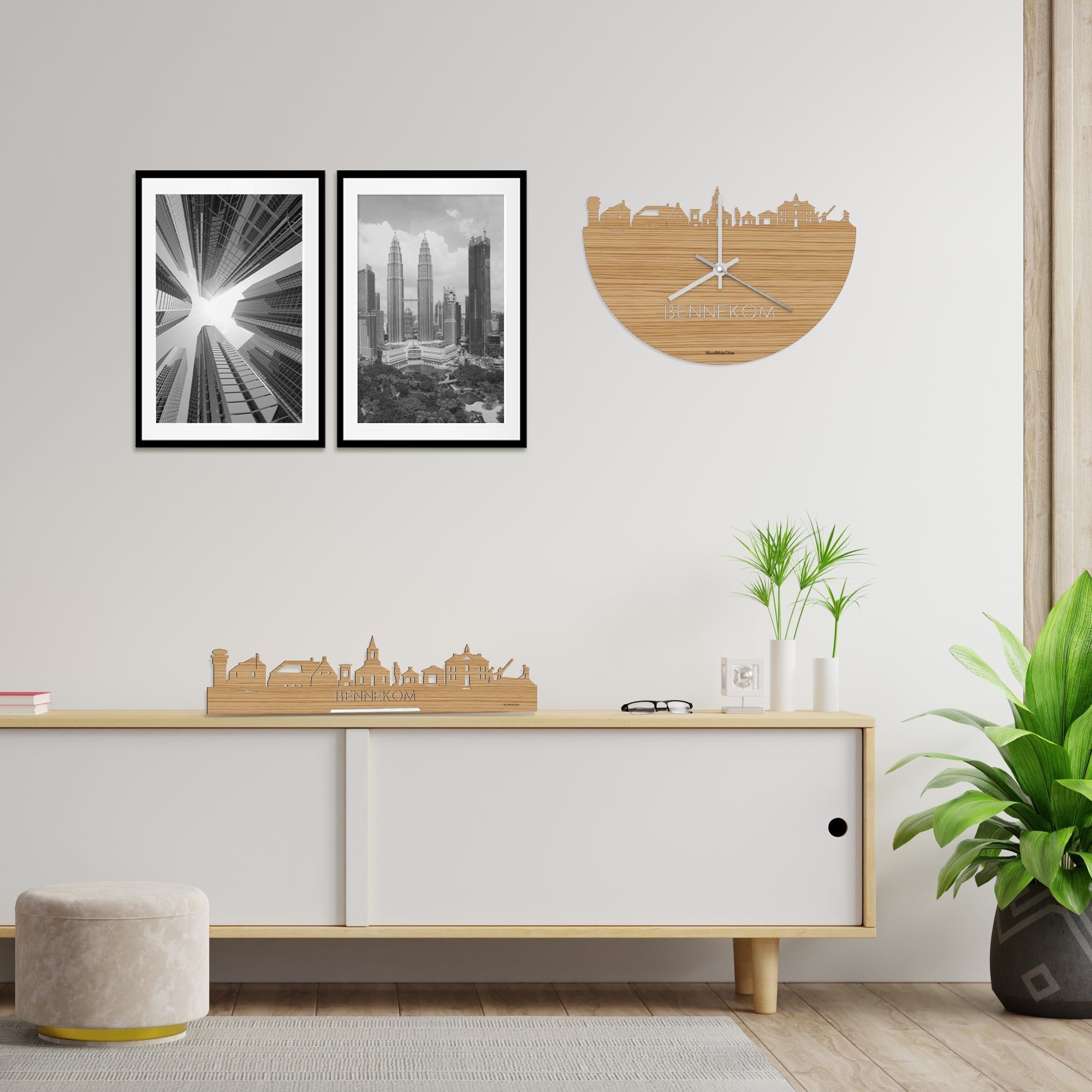 Skyline Klok Bennekom Bamboe houten cadeau decoratie relatiegeschenk van WoodWideCities