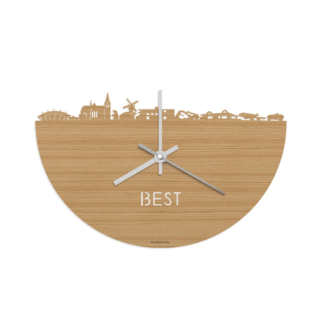 Skyline Klok Best Bamboe houten cadeau decoratie relatiegeschenk van WoodWideCities