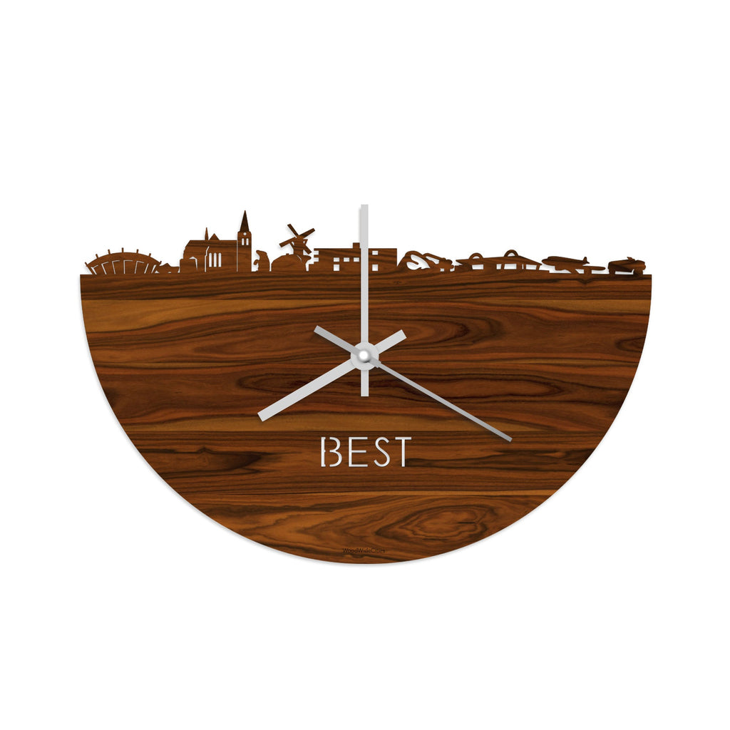 Skyline Klok Best Palissander houten cadeau decoratie relatiegeschenk van WoodWideCities