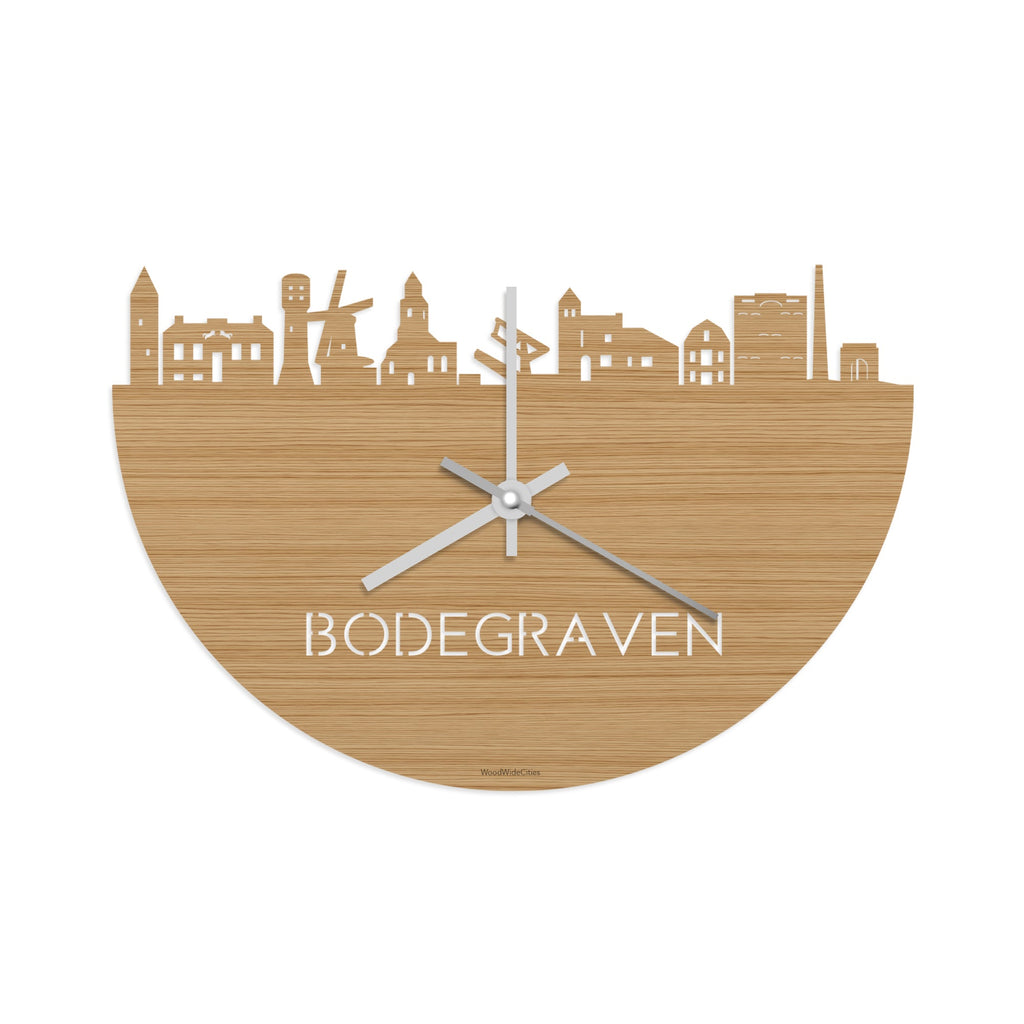 Skyline Klok Bodegraven Bamboe houten cadeau wanddecoratie relatiegeschenk van WoodWideCities