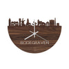 Skyline Klok Bodegraven Noten houten cadeau wanddecoratie relatiegeschenk van WoodWideCities