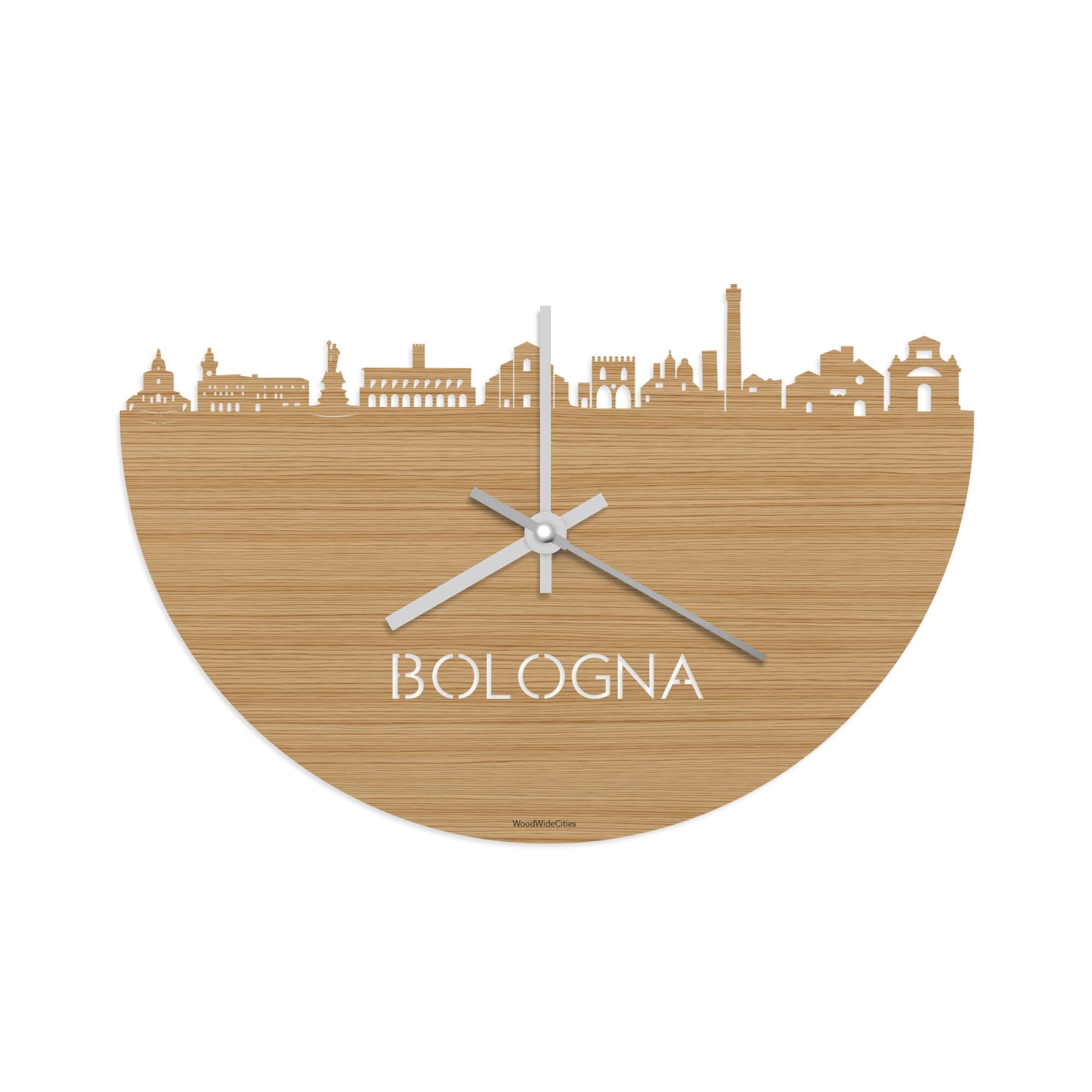 Skyline Klok Bologna Bamboe houten cadeau decoratie relatiegeschenk van WoodWideCities