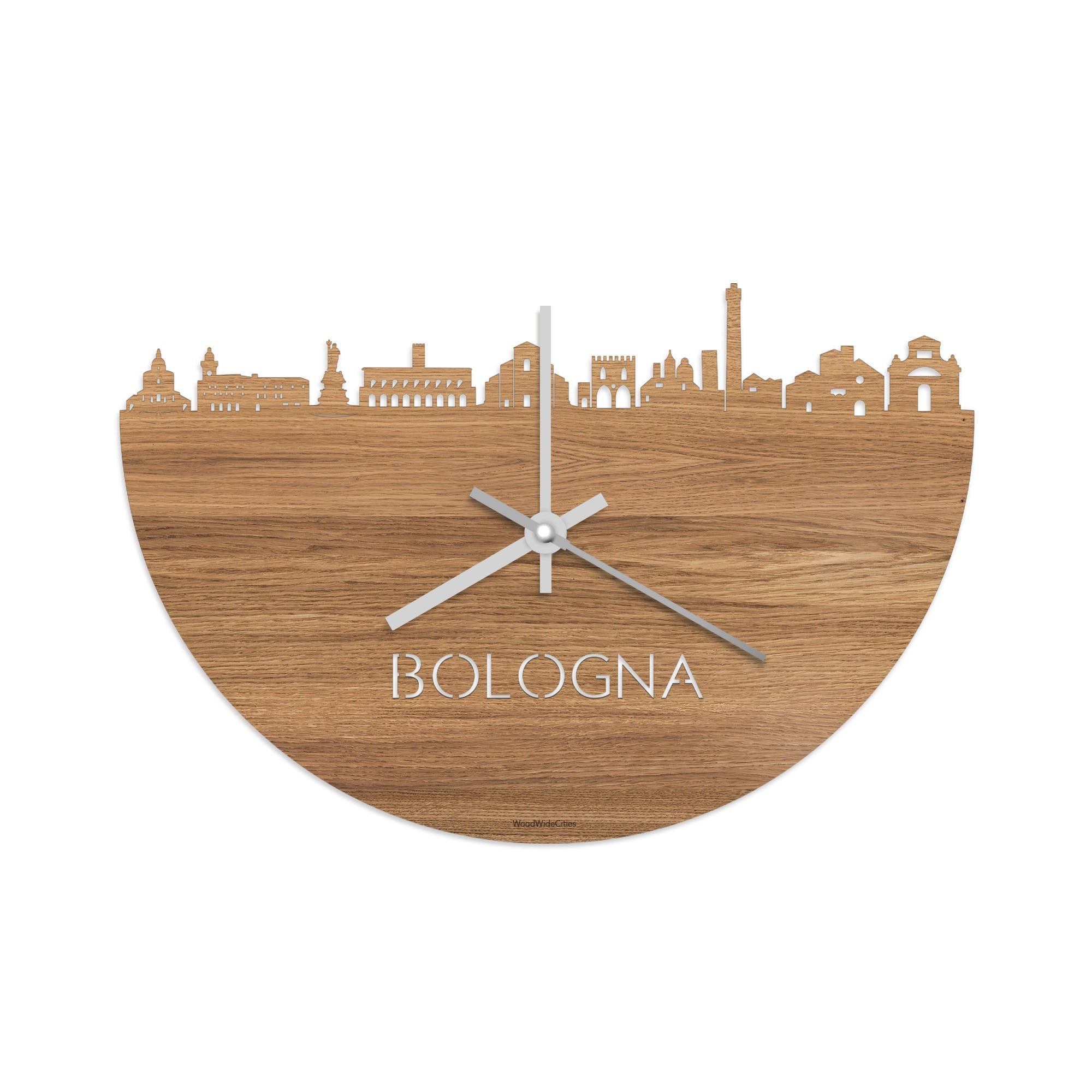 Skyline Klok Bologna Eiken houten cadeau decoratie relatiegeschenk van WoodWideCities