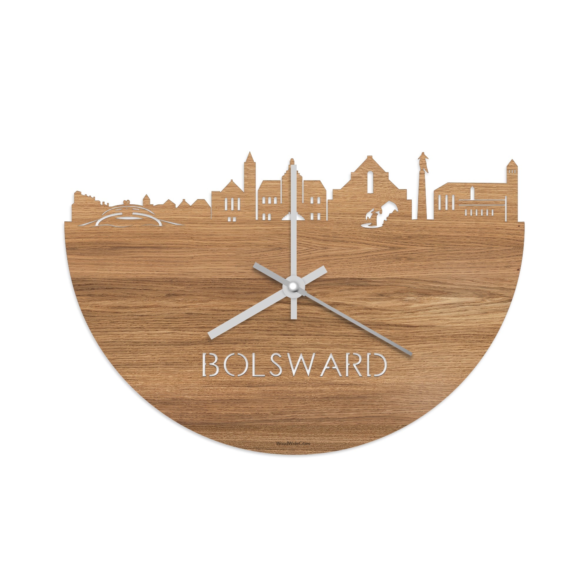 Skyline Klok Bolsward Eiken houten cadeau decoratie relatiegeschenk van WoodWideCities