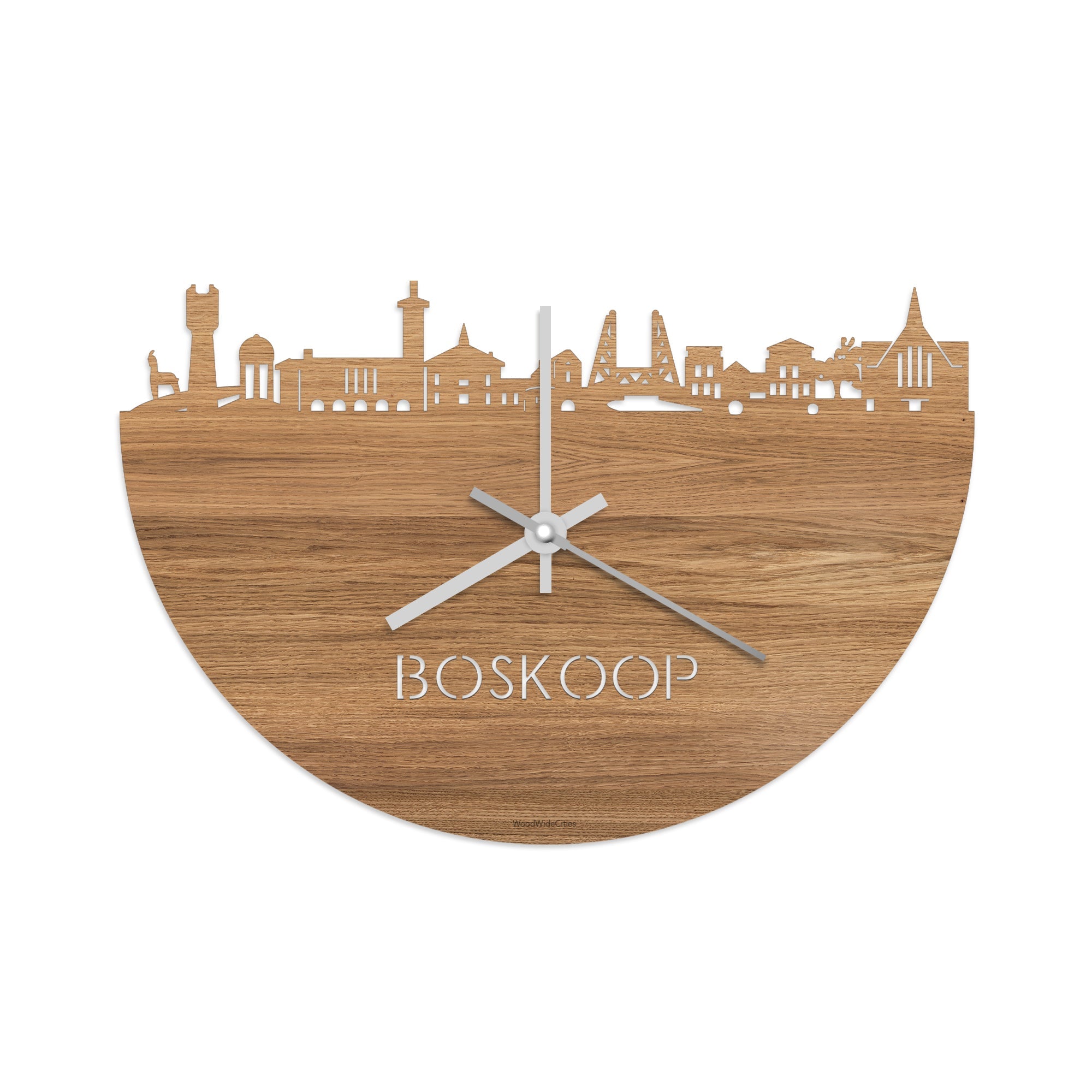 Skyline Klok Boskoop Eiken houten cadeau wanddecoratie relatiegeschenk van WoodWideCities