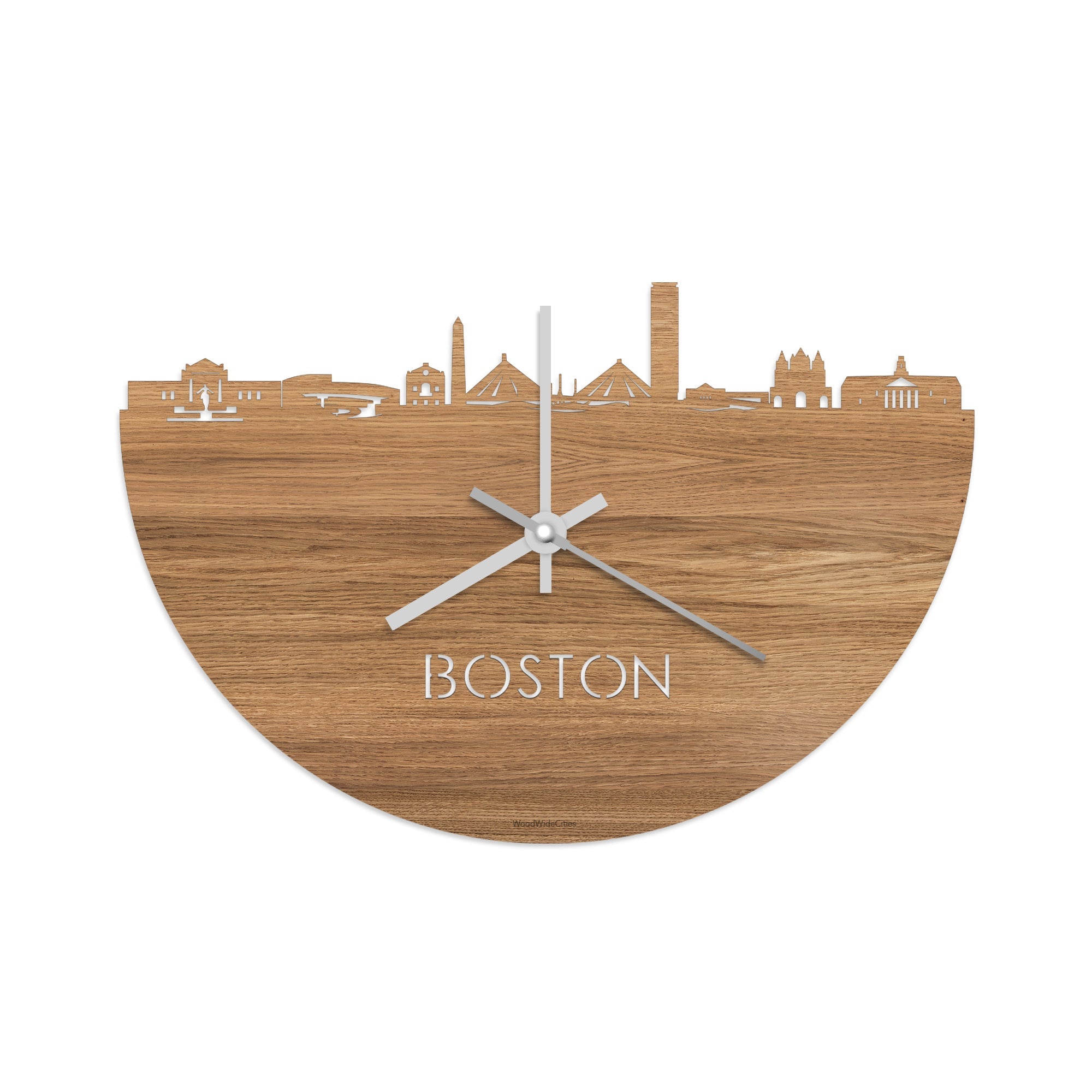 Skyline Klok Boston Eiken houten cadeau decoratie relatiegeschenk van WoodWideCities