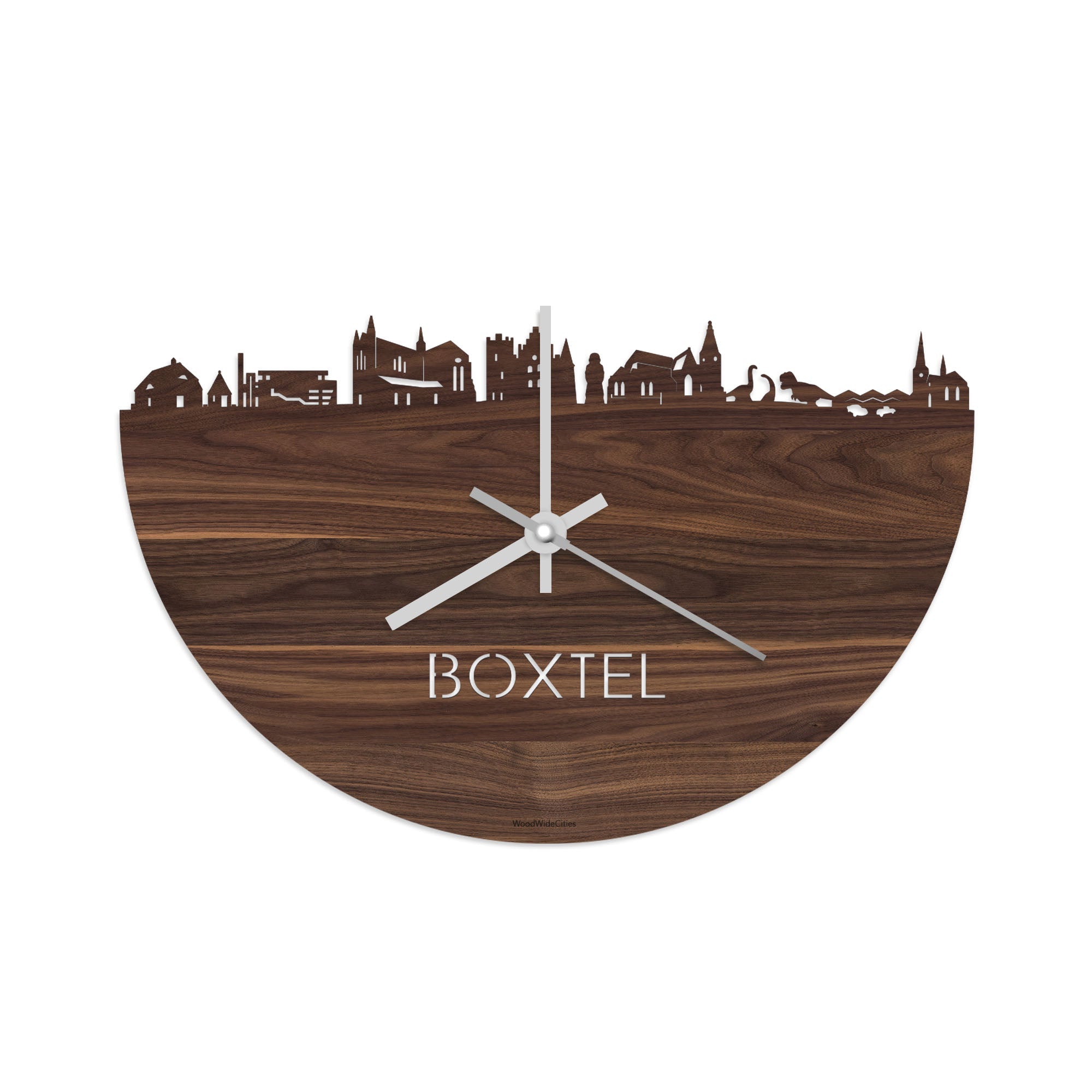 Skyline Klok Boxtel Noten houten cadeau decoratie relatiegeschenk van WoodWideCities