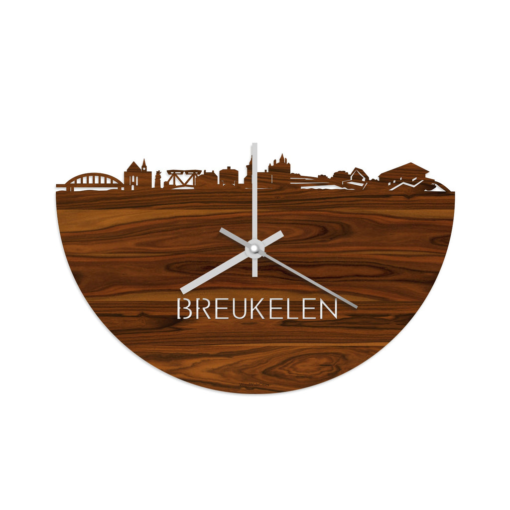 Skyline Klok Breukelen Palissander houten cadeau decoratie relatiegeschenk van WoodWideCities