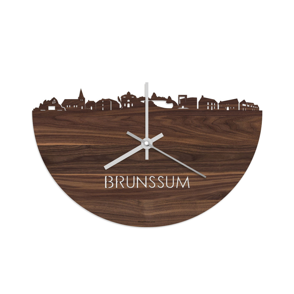 Skyline Klok Brunssum Noten houten cadeau decoratie relatiegeschenk van WoodWideCities