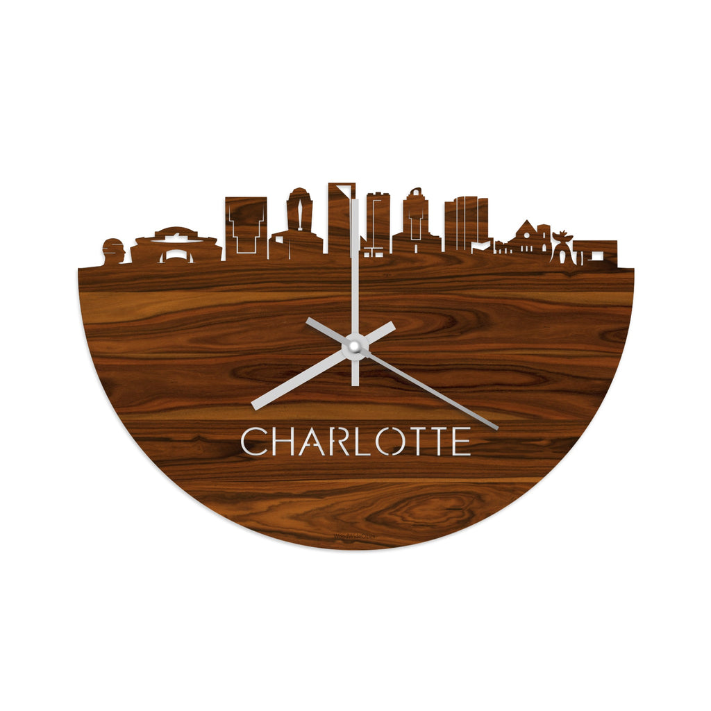 Skyline Klok Charlotte Palissander houten cadeau decoratie relatiegeschenk van WoodWideCities