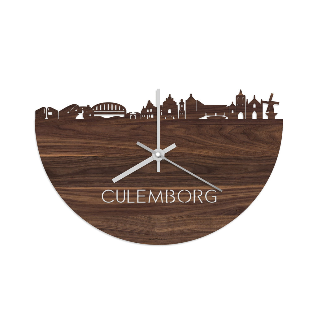 Skyline Klok Culemborg Noten houten cadeau wanddecoratie relatiegeschenk van WoodWideCities