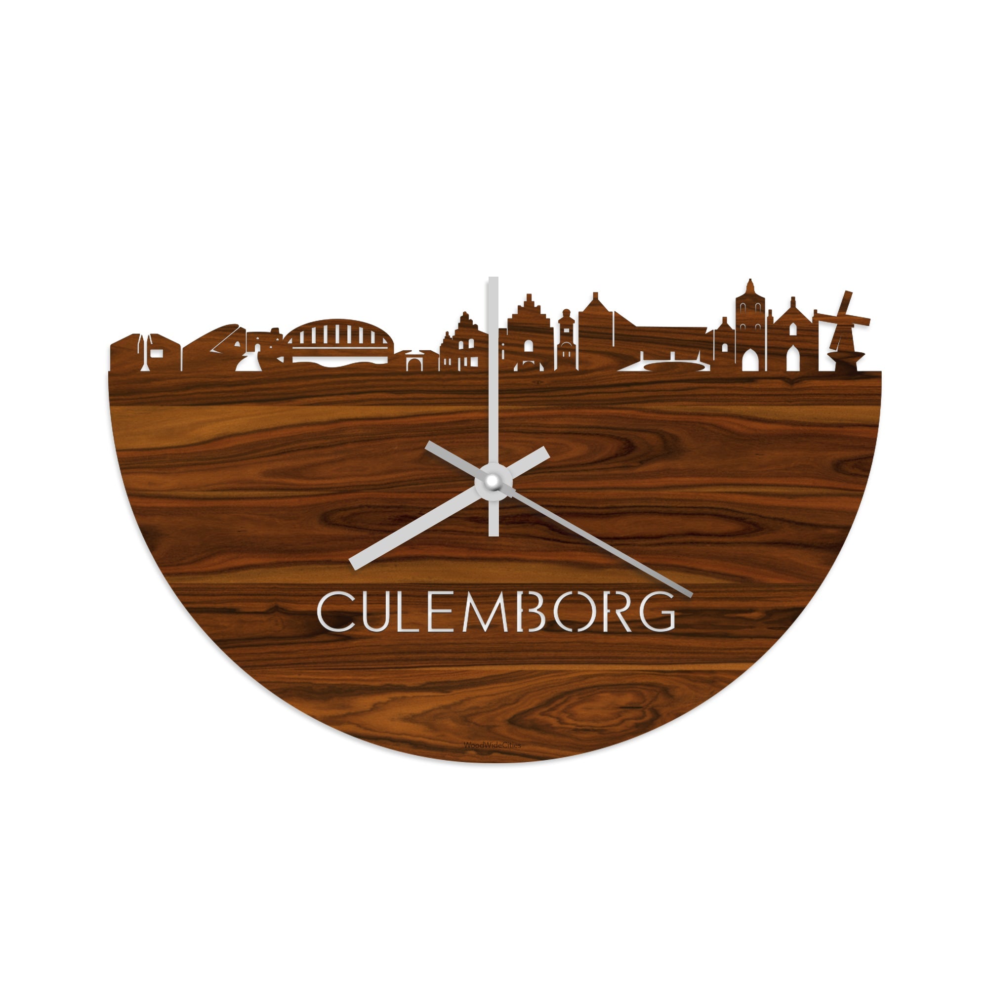 Skyline Klok Culemborg Palissander houten cadeau wanddecoratie relatiegeschenk van WoodWideCities