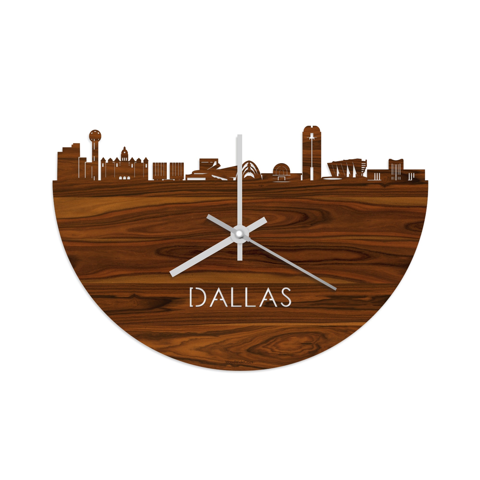 Skyline Klok Dallas Palissander houten cadeau decoratie relatiegeschenk van WoodWideCities