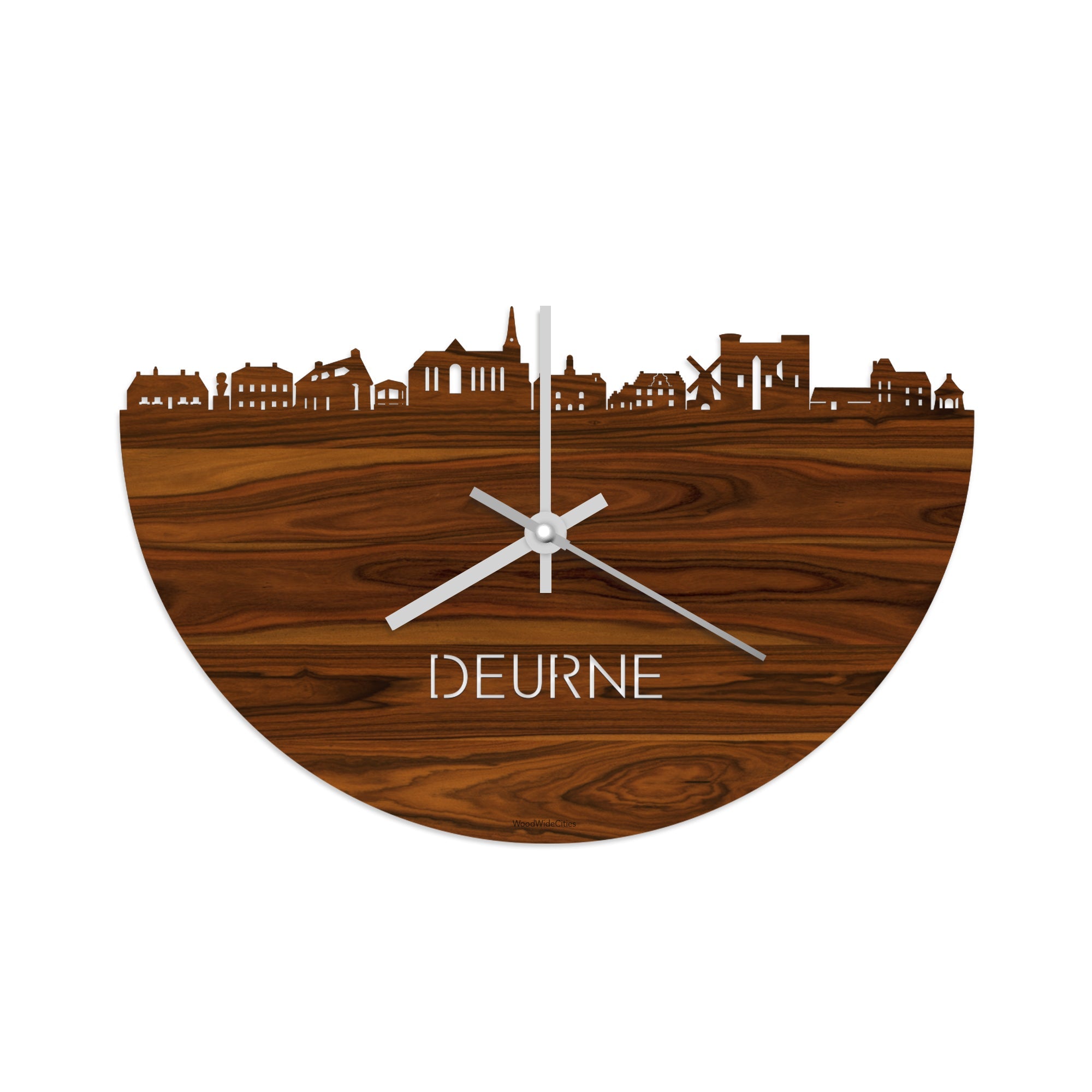 Skyline Klok Deurne Palissander houten cadeau decoratie relatiegeschenk van WoodWideCities