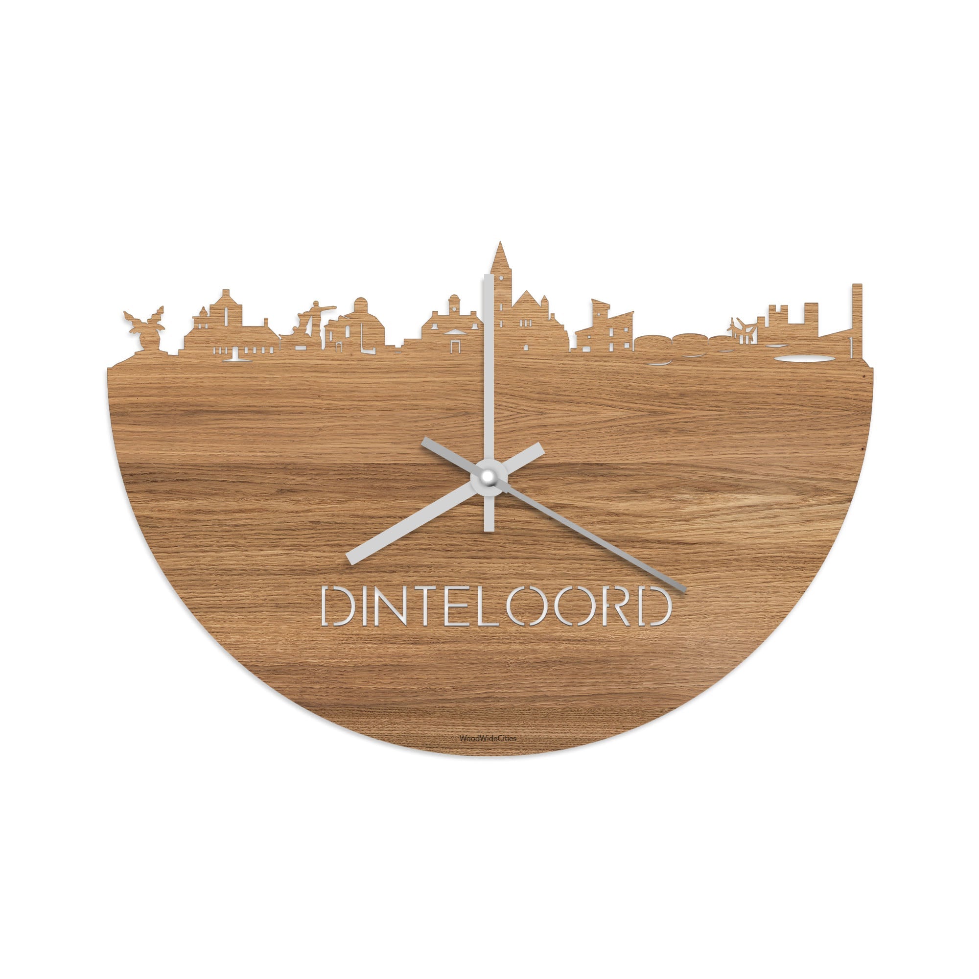 Skyline Klok Dinteloord Eiken houten cadeau decoratie relatiegeschenk van WoodWideCities