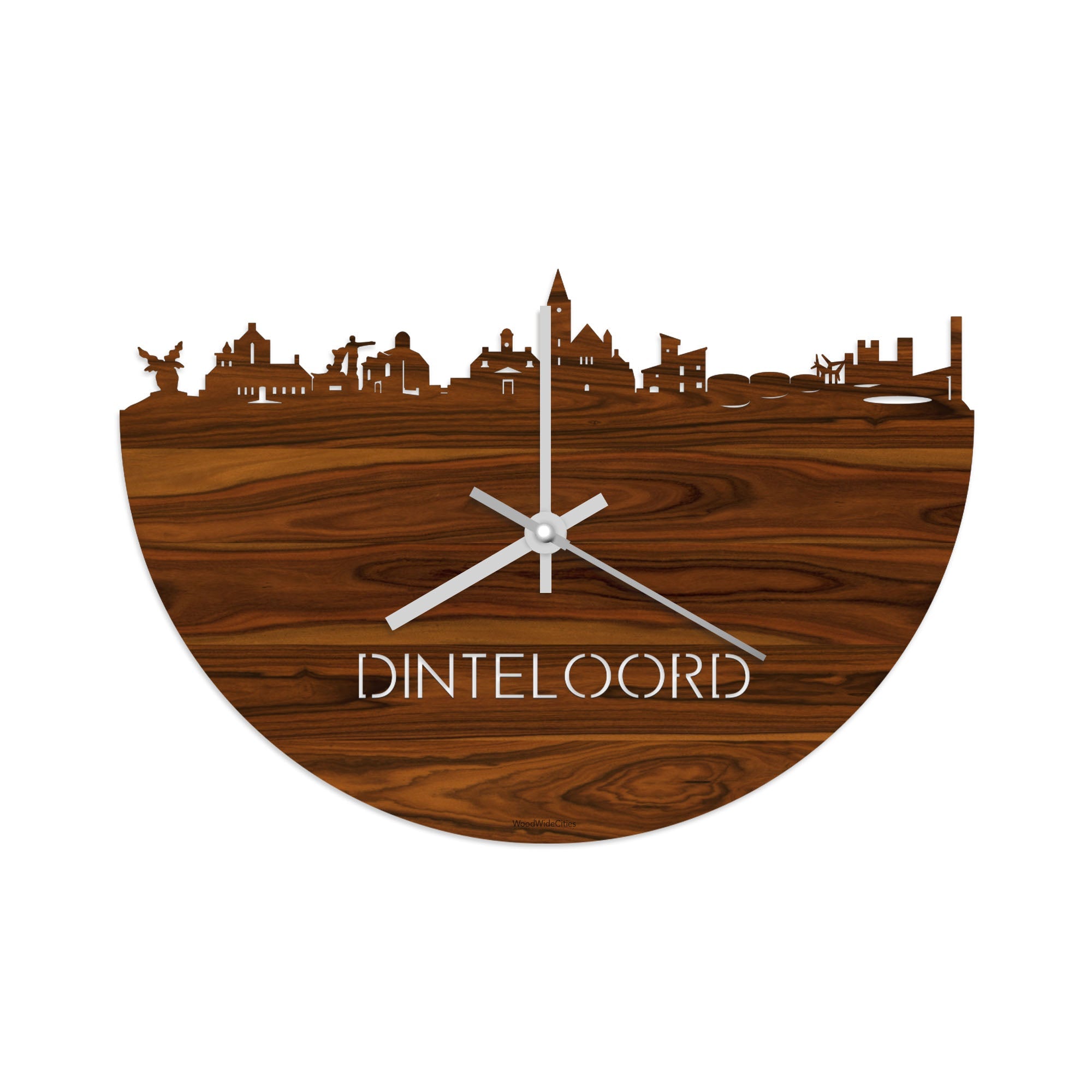 Skyline Klok Dinteloord Palissander houten cadeau decoratie relatiegeschenk van WoodWideCities