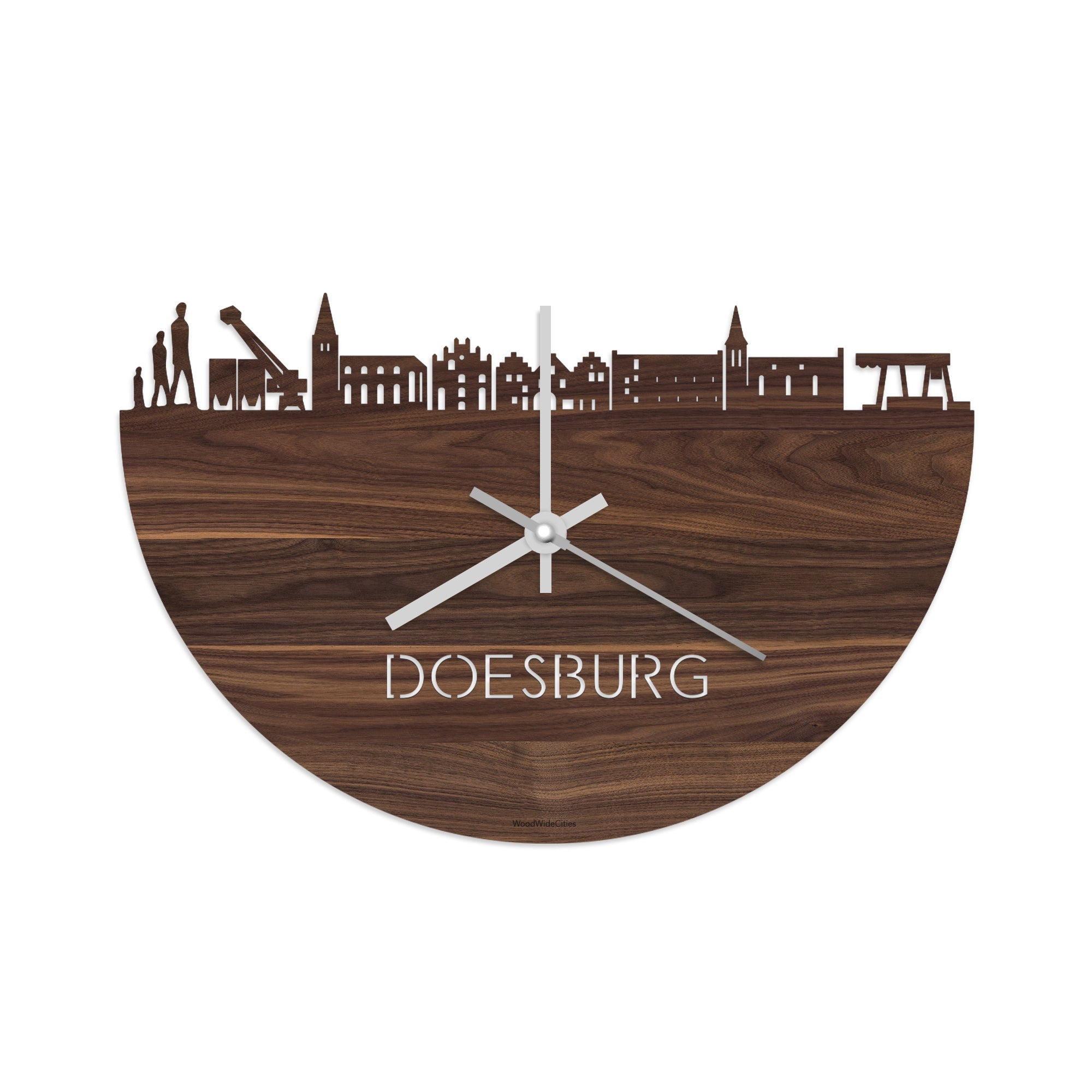 Skyline Klok Doesburg Noten houten cadeau decoratie relatiegeschenk van WoodWideCities