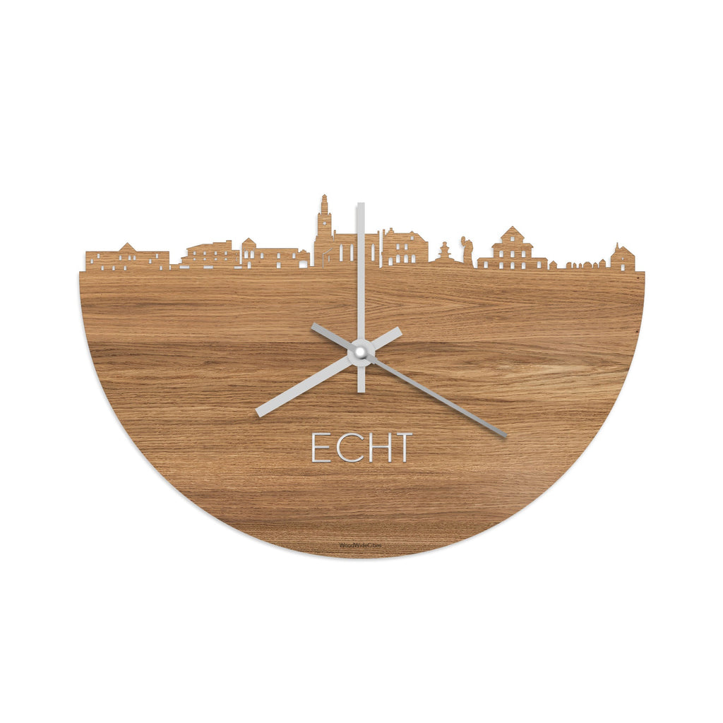 Skyline Klok Echt Eiken houten cadeau decoratie relatiegeschenk van WoodWideCities