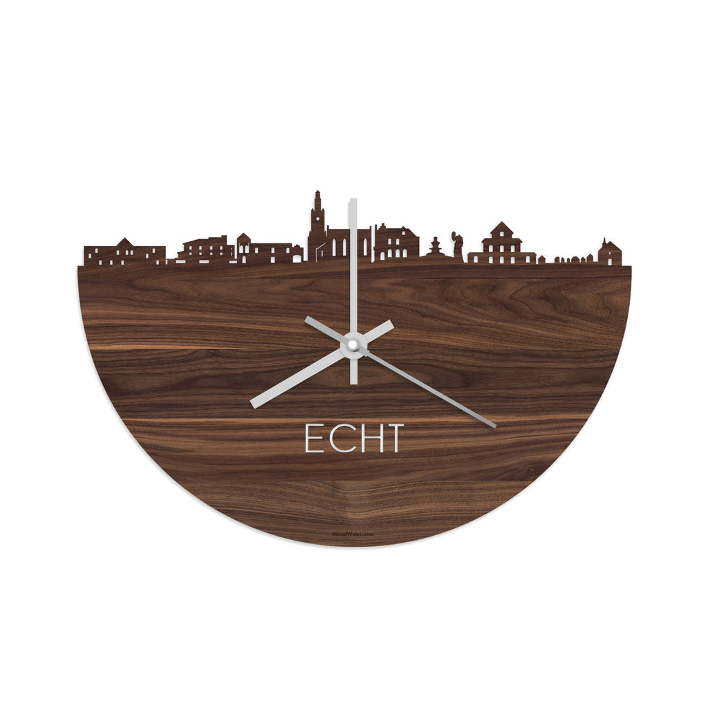 Skyline Klok Echt Noten houten cadeau decoratie relatiegeschenk van WoodWideCities