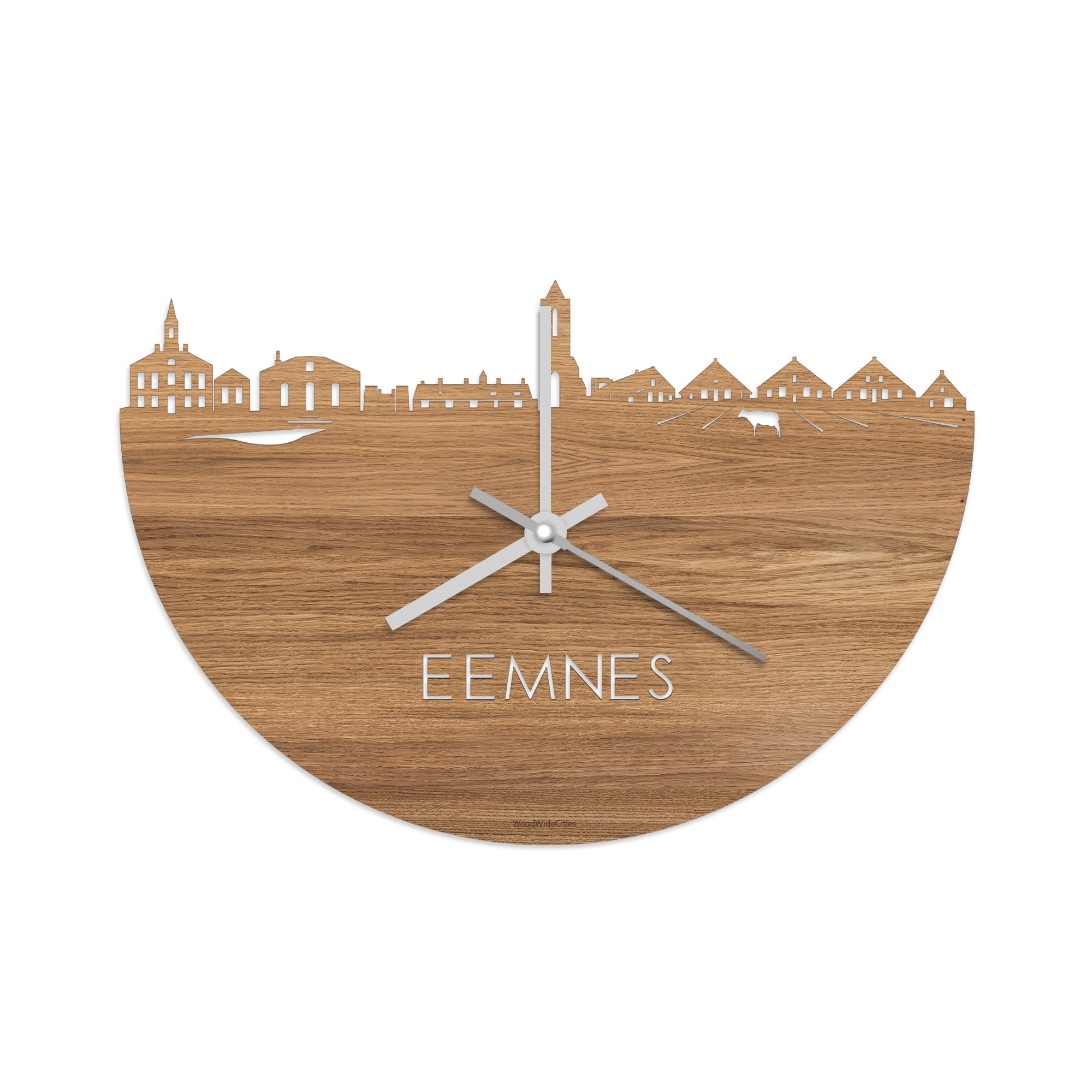 Skyline Klok Eemnes Eiken houten cadeau wanddecoratie relatiegeschenk van WoodWideCities