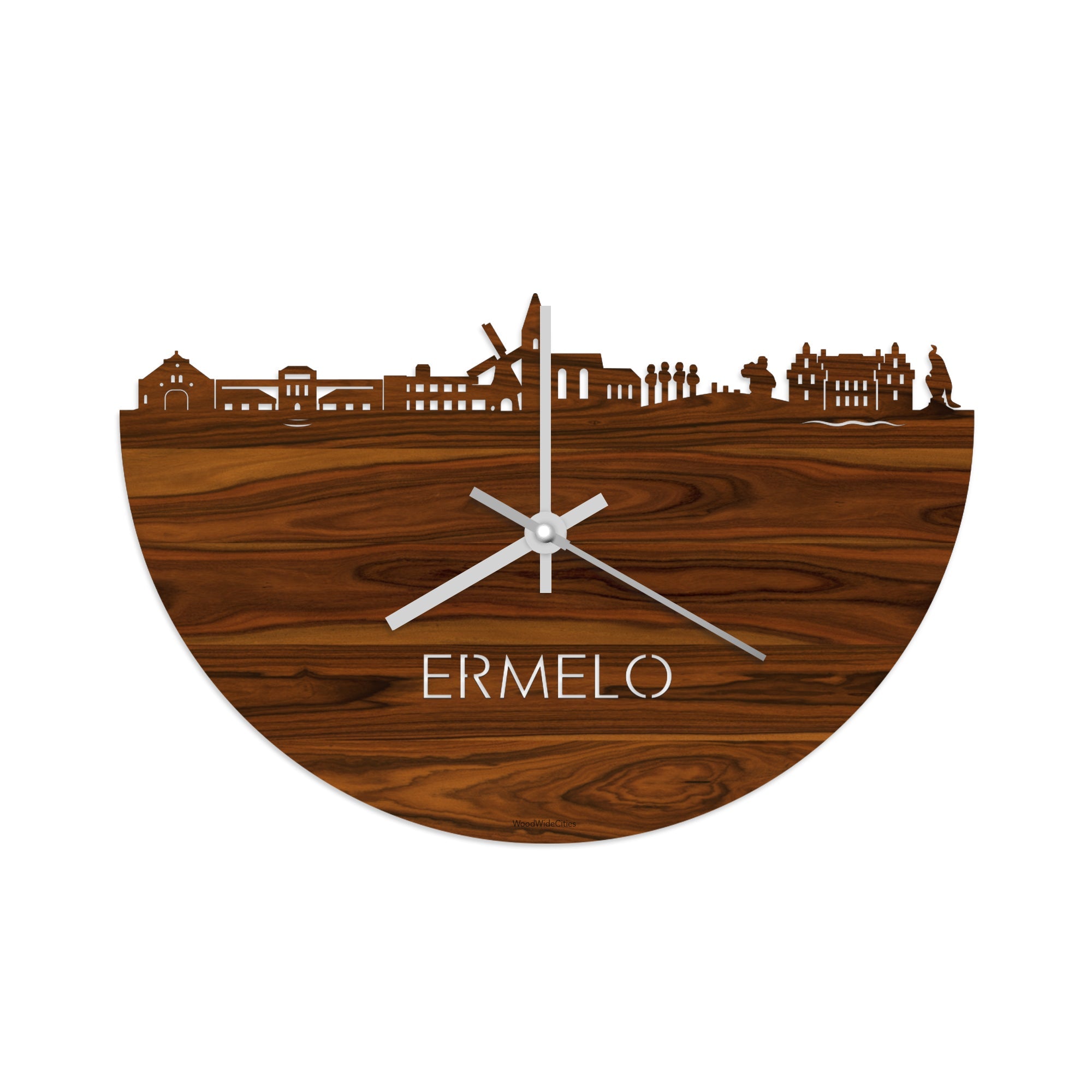 Skyline Klok Ermelo Palissander houten cadeau decoratie relatiegeschenk van WoodWideCities