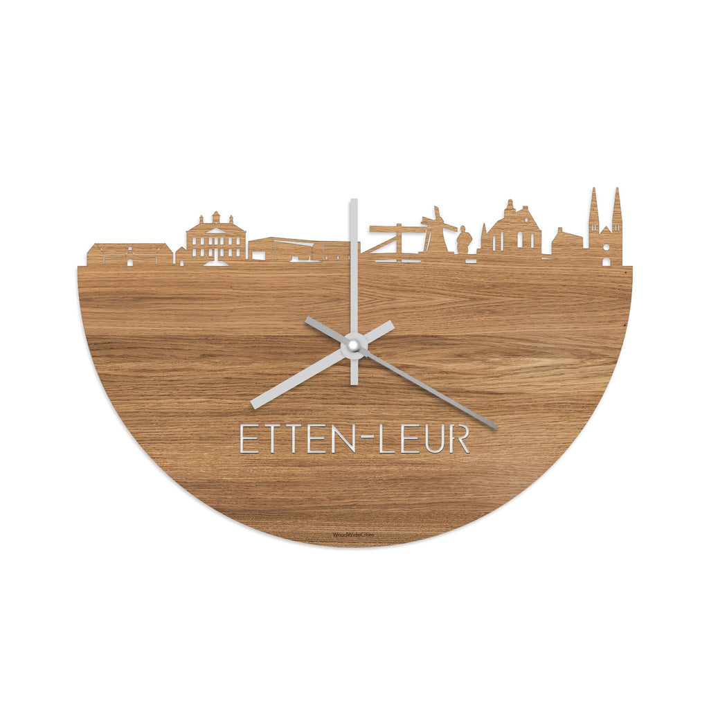 Skyline Klok Etten-Leur Eiken houten cadeau decoratie relatiegeschenk van WoodWideCities