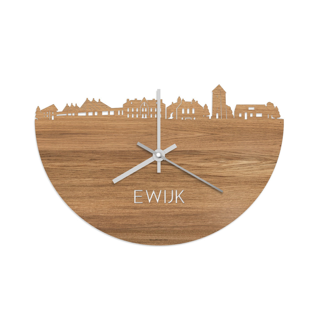 Skyline Klok Ewijk Eiken houten cadeau wanddecoratie relatiegeschenk van WoodWideCities