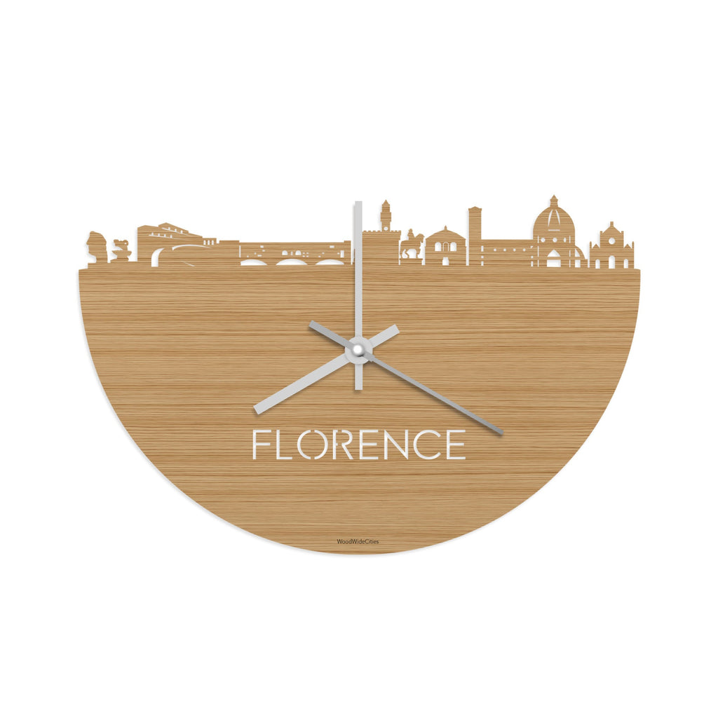 Skyline Klok Florence Bamboe houten cadeau decoratie relatiegeschenk van WoodWideCities