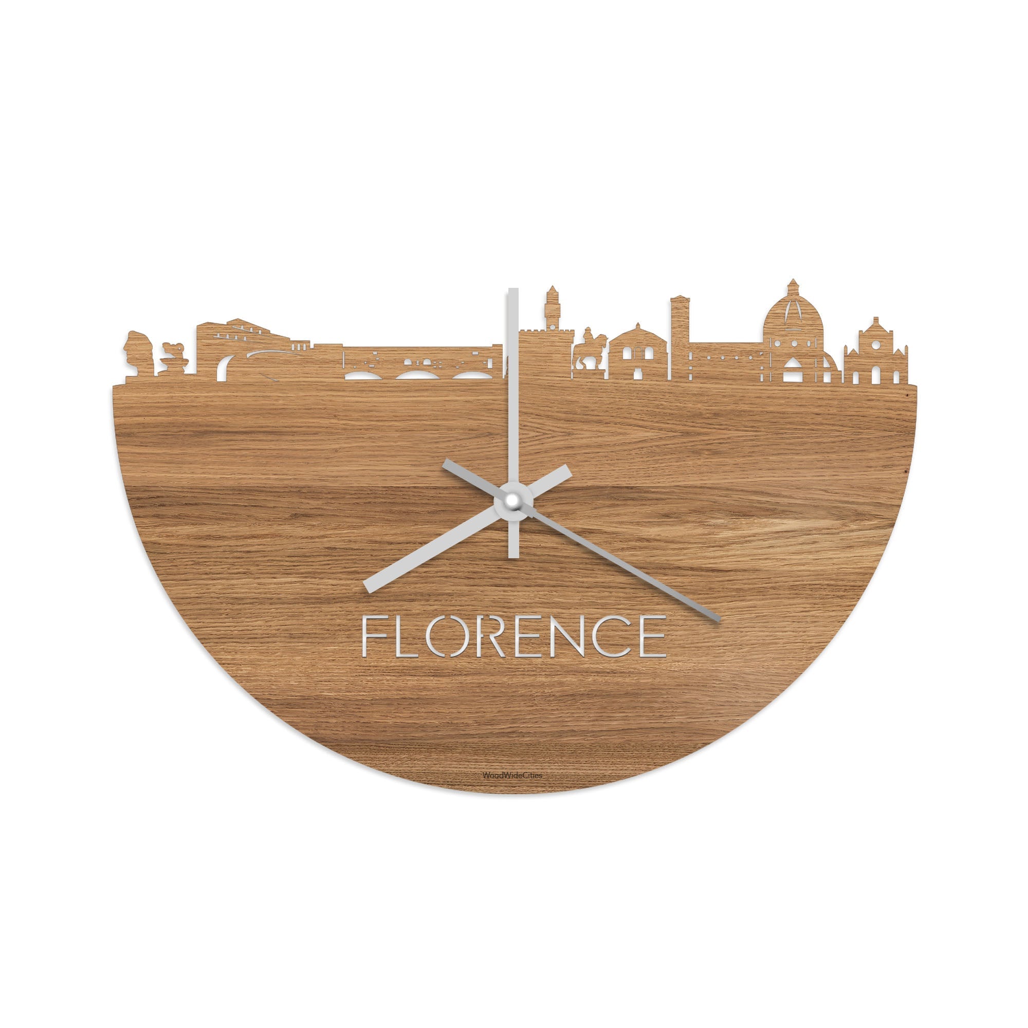 Skyline Klok Florence Eiken houten cadeau decoratie relatiegeschenk van WoodWideCities