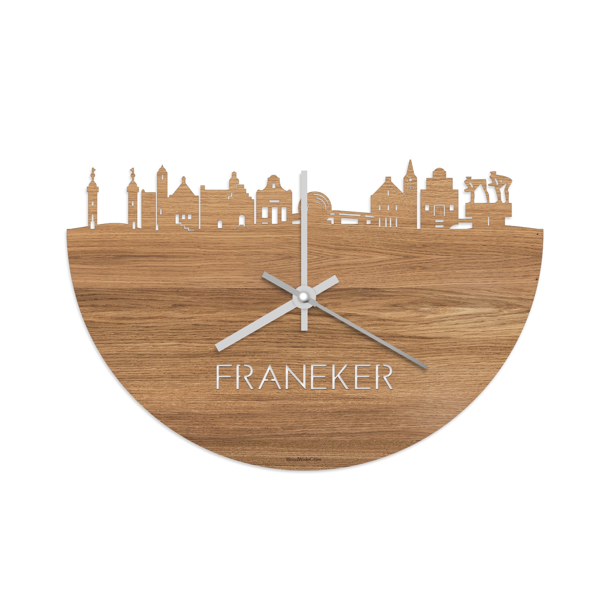 Skyline Klok Franeker Eiken houten cadeau decoratie relatiegeschenk van WoodWideCities