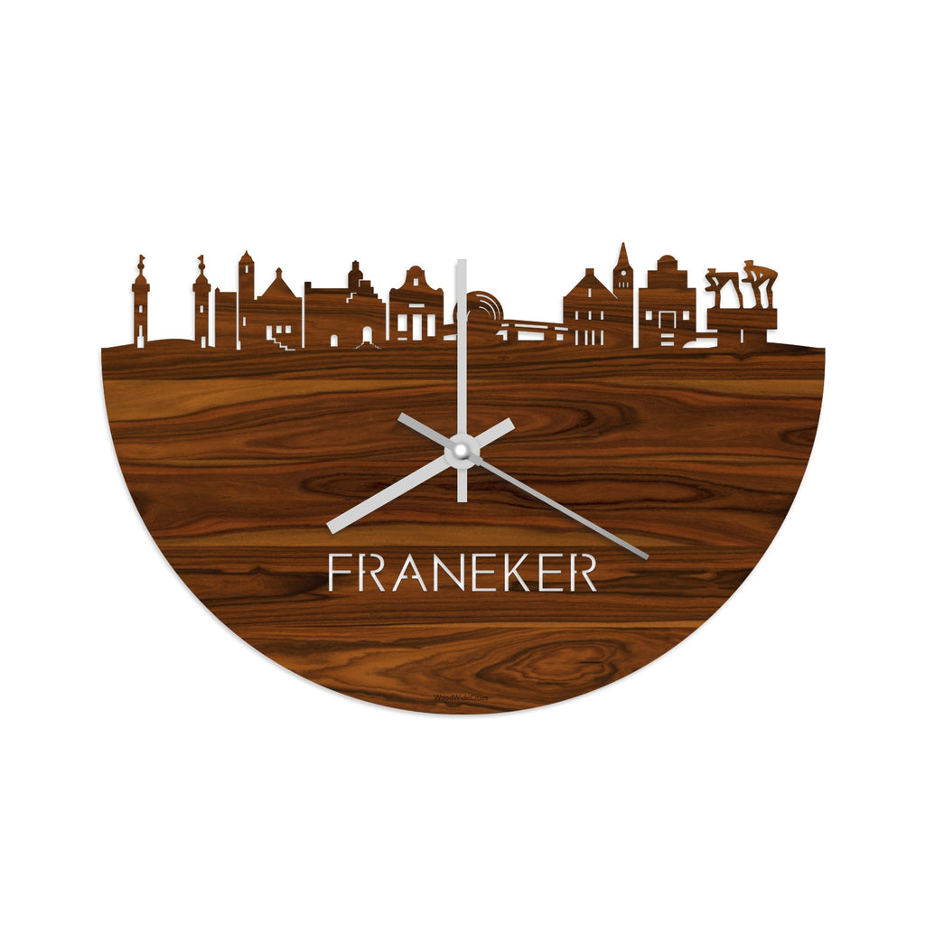 Skyline Klok Franeker Palissander houten cadeau decoratie relatiegeschenk van WoodWideCities