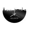 Skyline Klok Geldrop Zwart glanzend gerecycled kunststof cadeau wanddecoratie relatiegeschenk van WoodWideCities