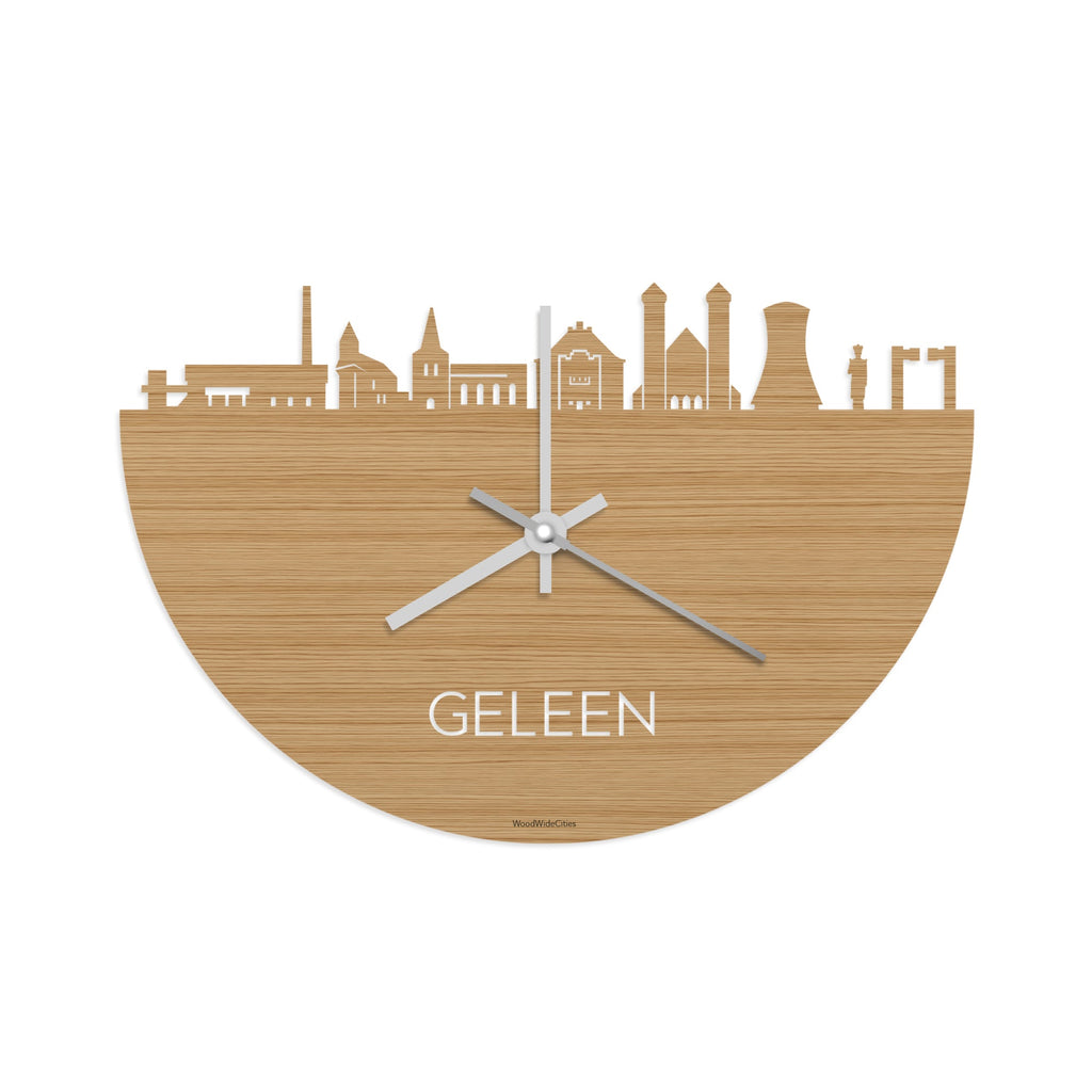 Skyline Klok Geleen Bamboe houten cadeau decoratie relatiegeschenk van WoodWideCities