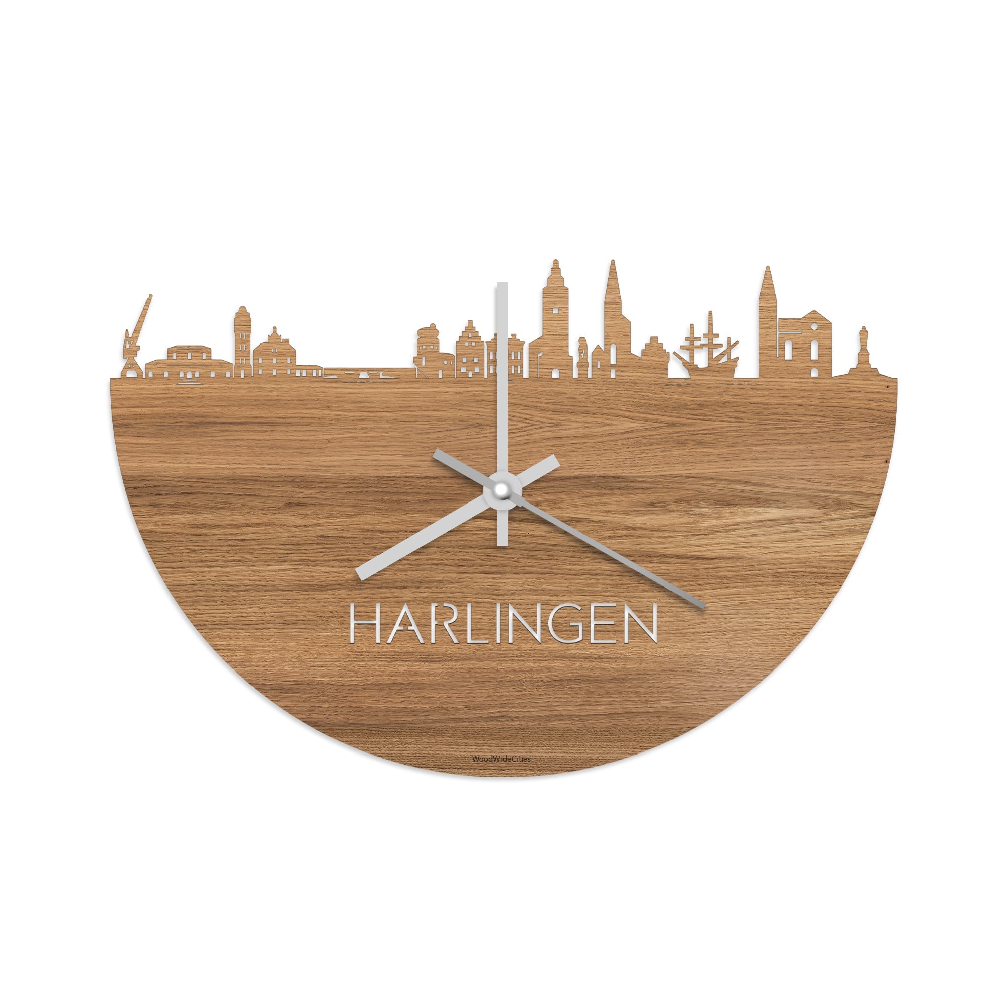 Skyline Klok Harlingen Eiken houten cadeau decoratie relatiegeschenk van WoodWideCities