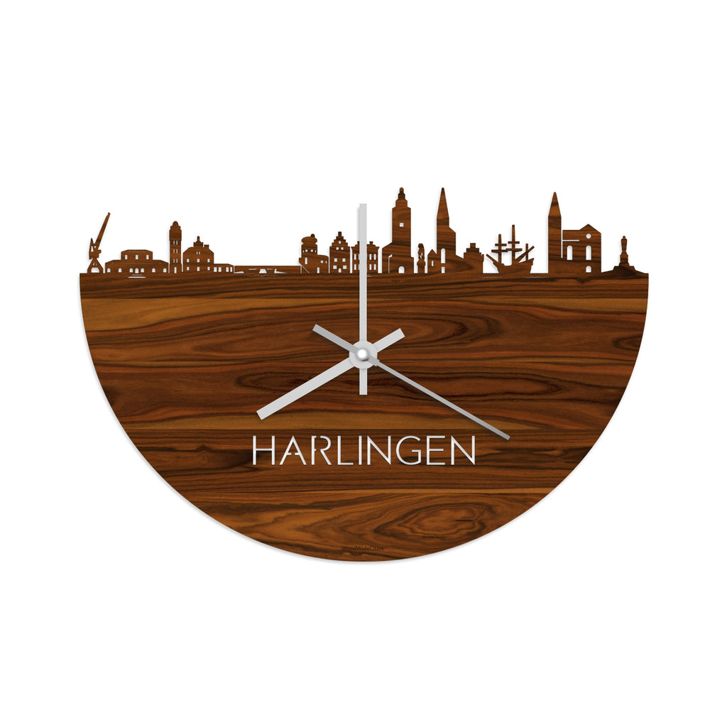 Skyline Klok Harlingen Palissander houten cadeau decoratie relatiegeschenk van WoodWideCities