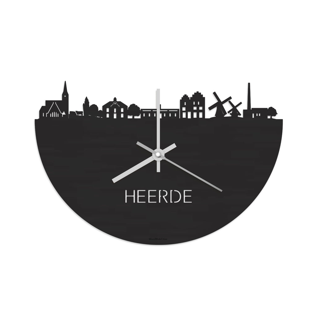 Skyline Klok Heerde Black Zwart houten cadeau decoratie relatiegeschenk van WoodWideCities