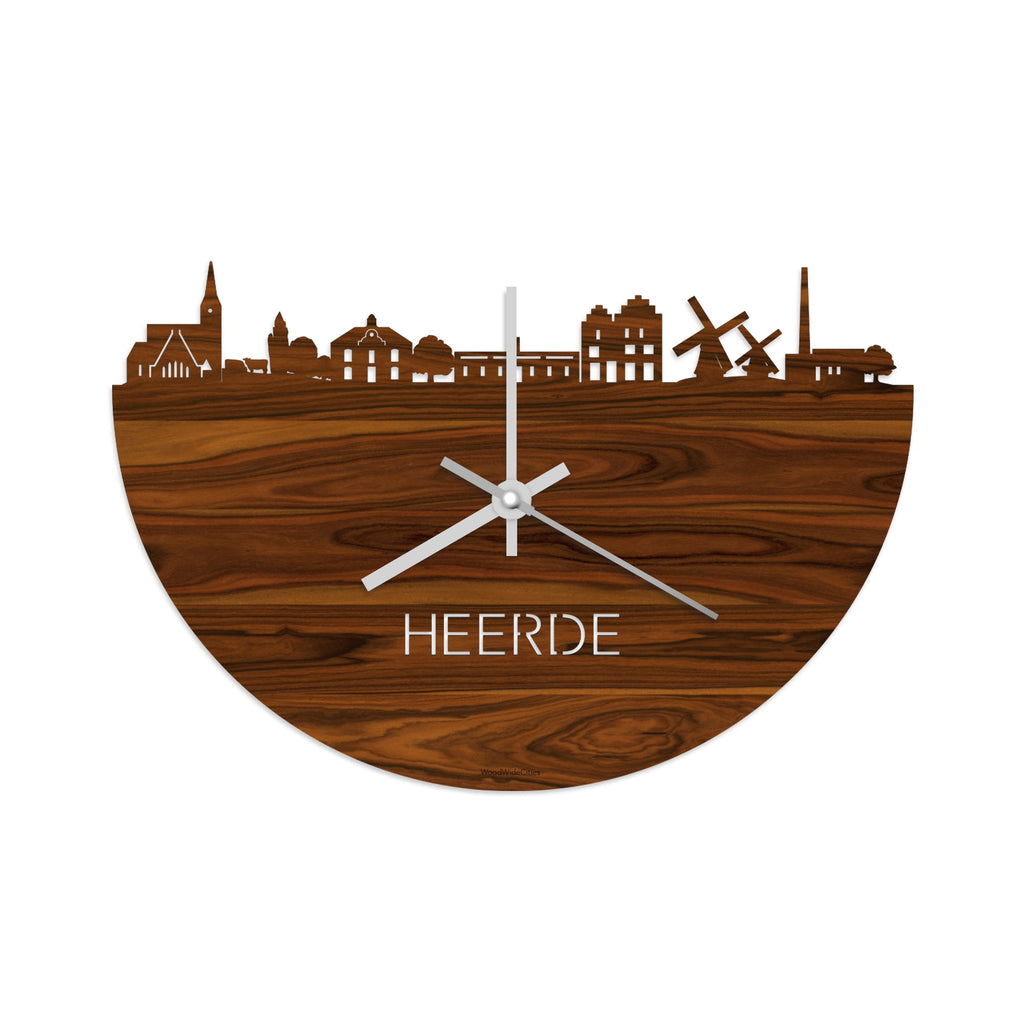 Skyline Klok Heerde Palissander houten cadeau decoratie relatiegeschenk van WoodWideCities