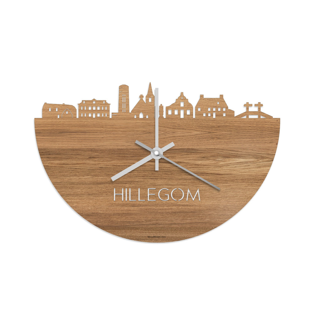 Skyline Klok Hillegom Eiken houten cadeau decoratie relatiegeschenk van WoodWideCities