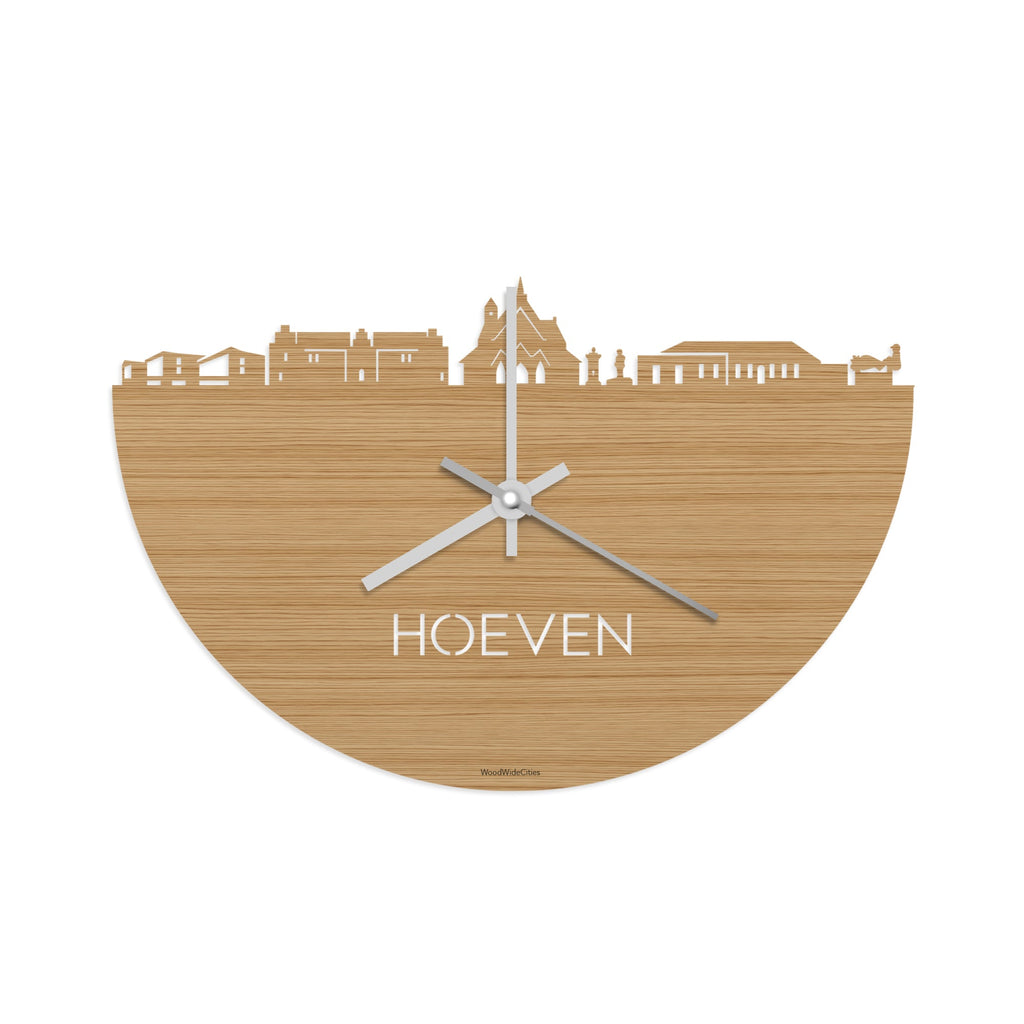 Skyline Klok Hoeven Bamboe houten cadeau decoratie relatiegeschenk van WoodWideCities