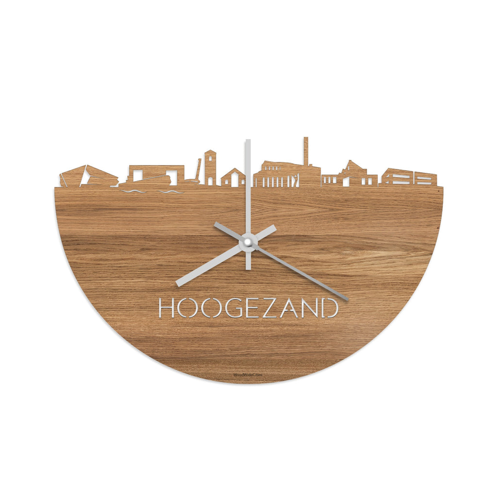 Skyline Klok Hoogezand Eiken houten cadeau decoratie relatiegeschenk van WoodWideCities