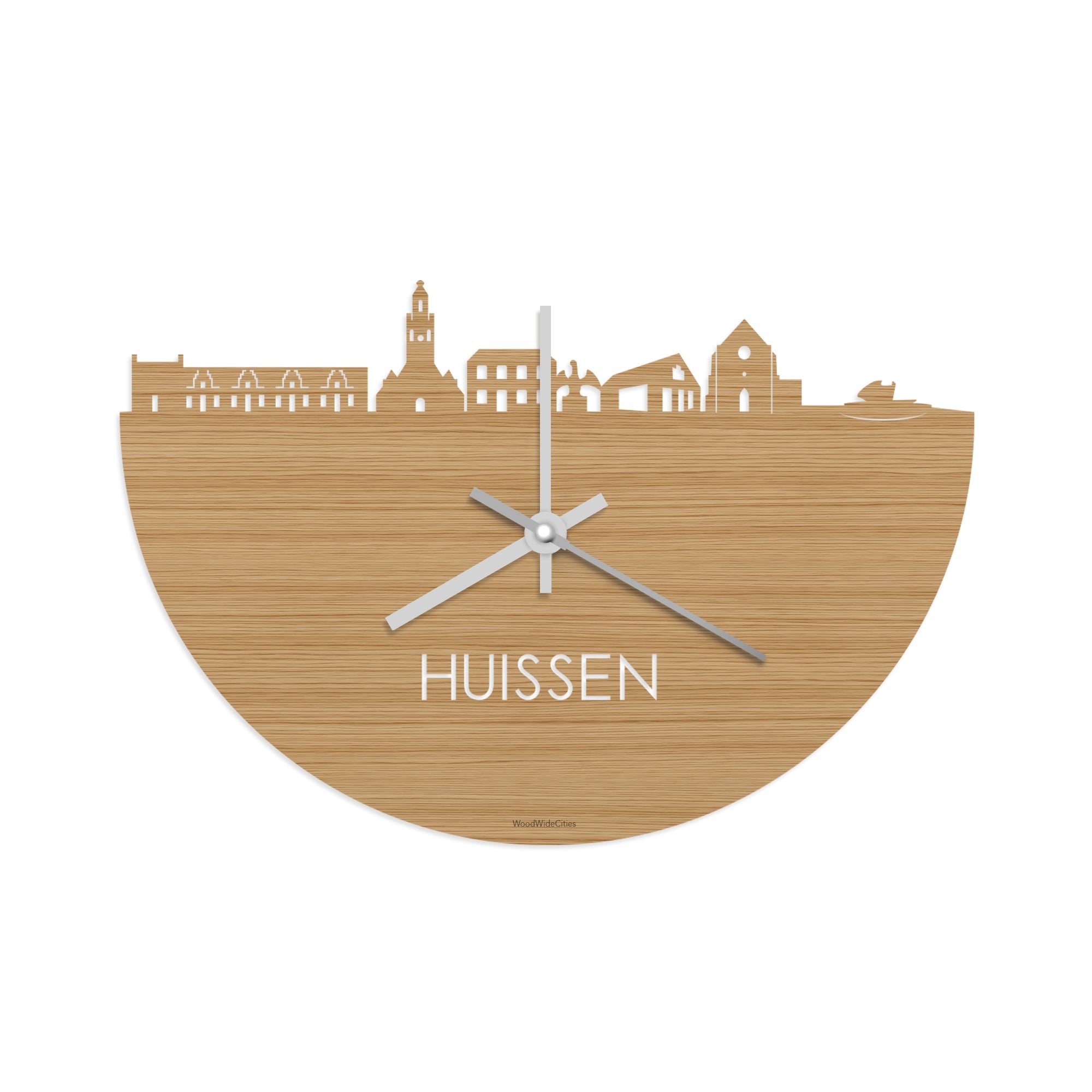 Skyline Klok Huissen Bamboe houten cadeau wanddecoratie relatiegeschenk van WoodWideCities