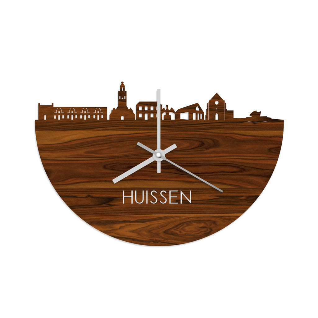 Skyline Klok Huissen Palissander houten cadeau wanddecoratie relatiegeschenk van WoodWideCities