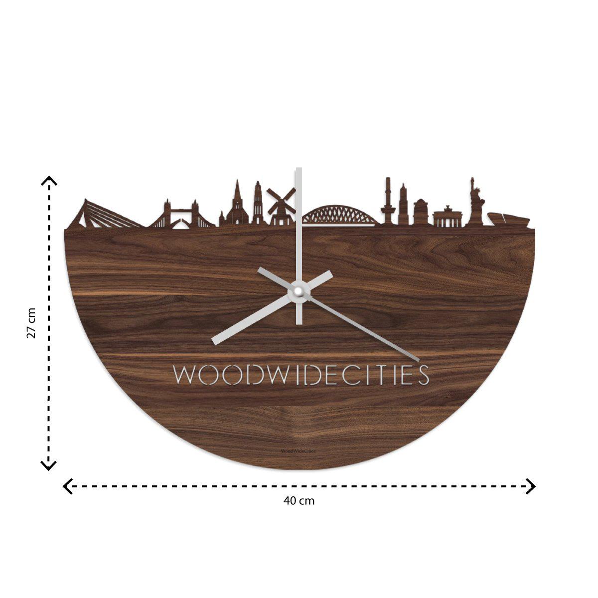 Skyline Klok IJmuiden Noten houten cadeau decoratie relatiegeschenk van WoodWideCities