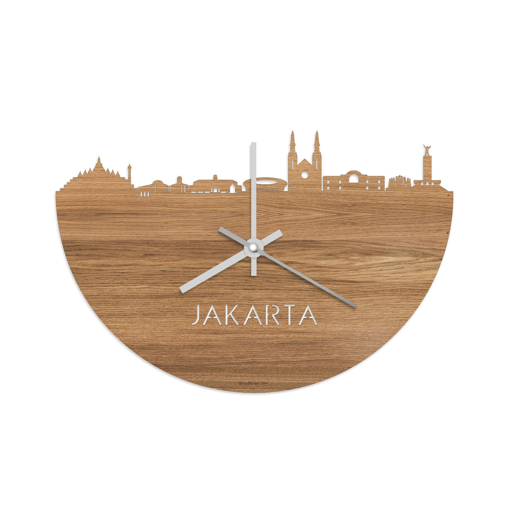 Skyline Klok Jakarta Eiken houten cadeau decoratie relatiegeschenk van WoodWideCities