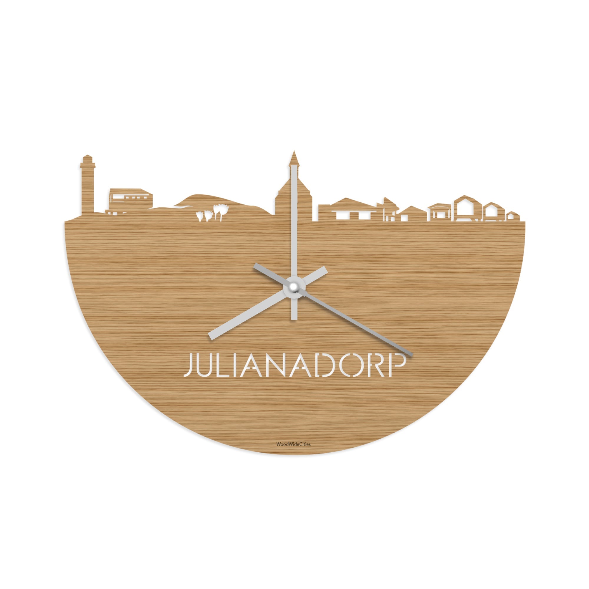 Skyline Klok Julianadorp Bamboe houten cadeau decoratie relatiegeschenk van WoodWideCities