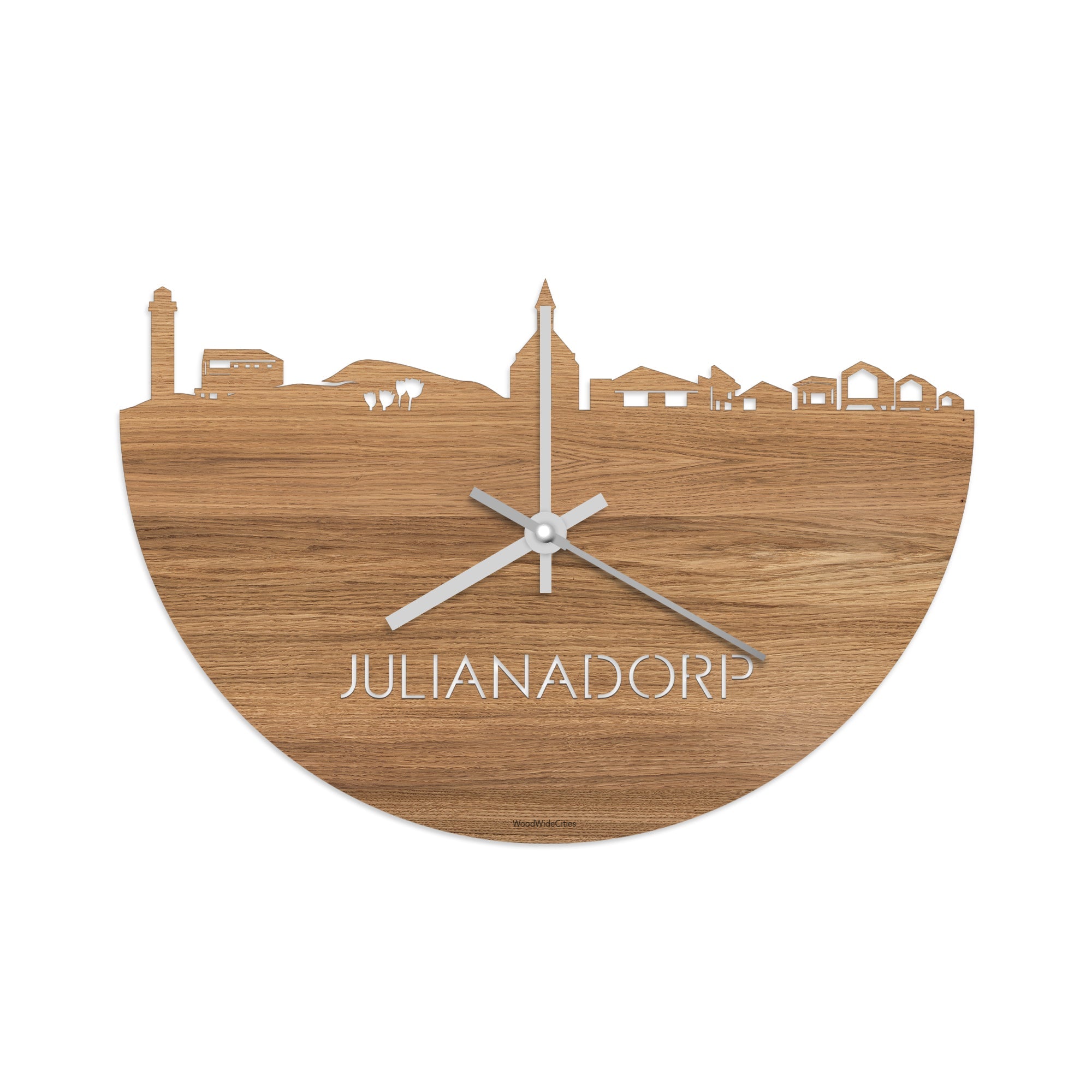 Skyline Klok Julianadorp Eiken houten cadeau decoratie relatiegeschenk van WoodWideCities